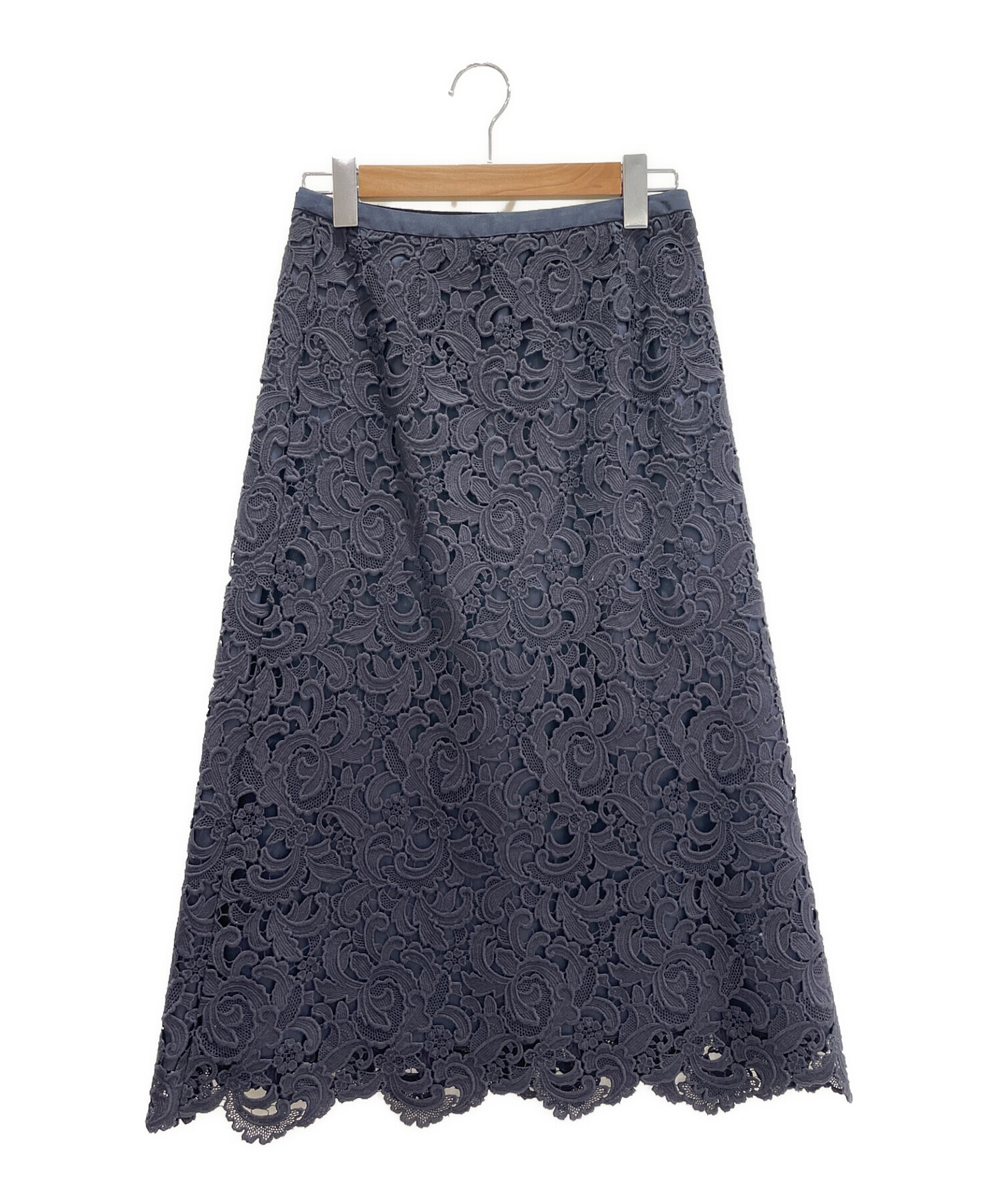 中古・古着通販】DRAWER (ドゥロワー) レースラップスカート ネイビー  