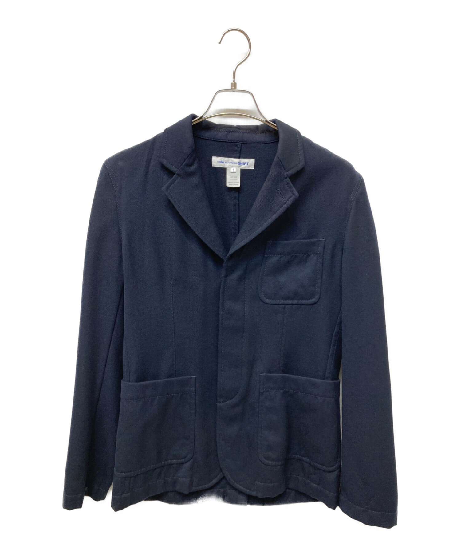 COMME des GARCONS SHIRT (コムデギャルソンシャツ) 製品洗い比翼ウールジャケット ネイビー サイズ:S