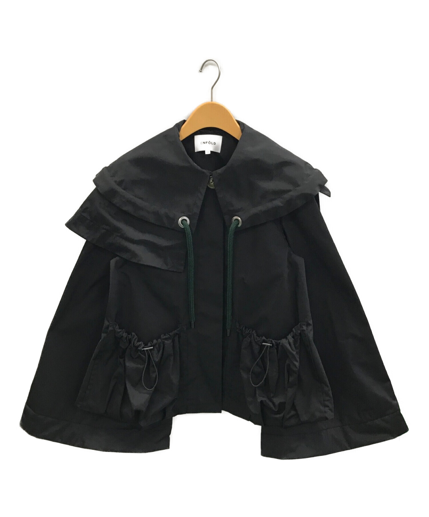 ENFOLD (エンフォルド) メモリーツイル ビッグカラーショートジャケット ブラック サイズ:38