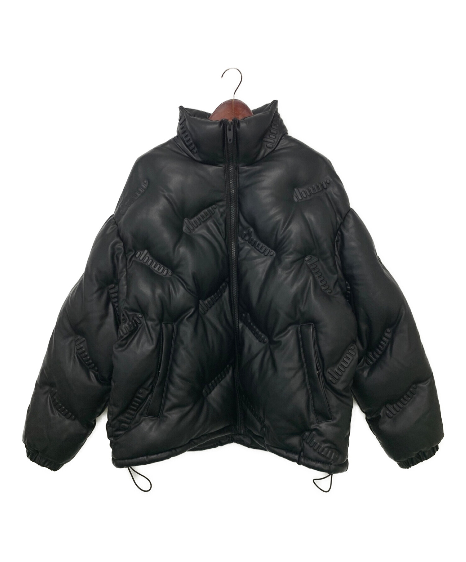 ZARA (ザラ) エンボス フェイクレザーパフジャケット ブラック サイズ:L-XL