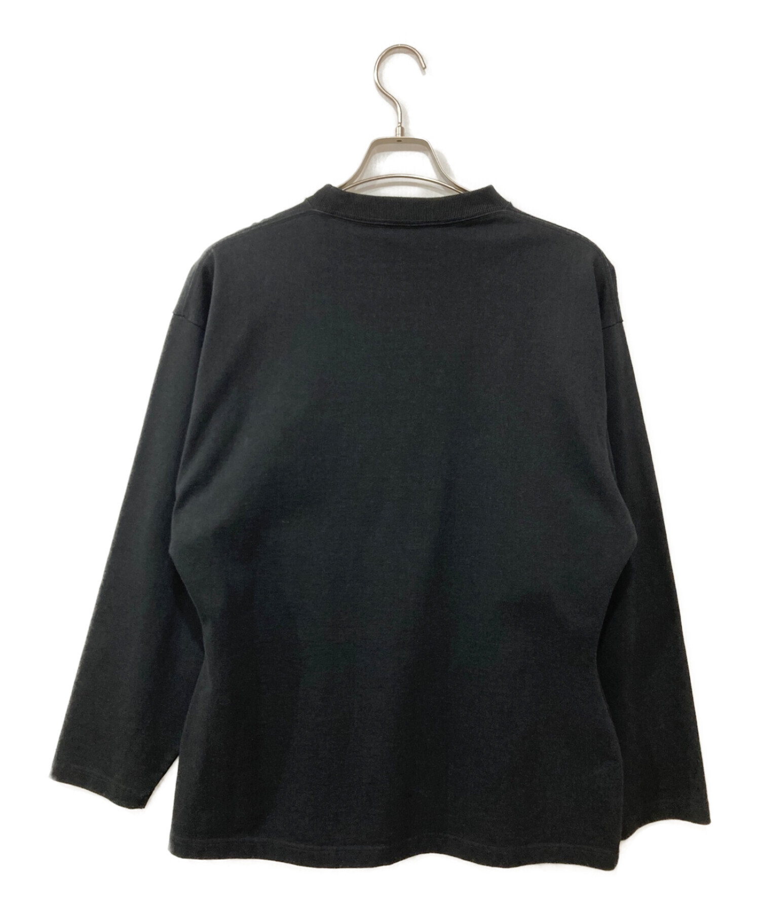 BALENCIAGA (バレンシアガ) ネックプリントロングスリーブTシャツ ブラック サイズ:XS