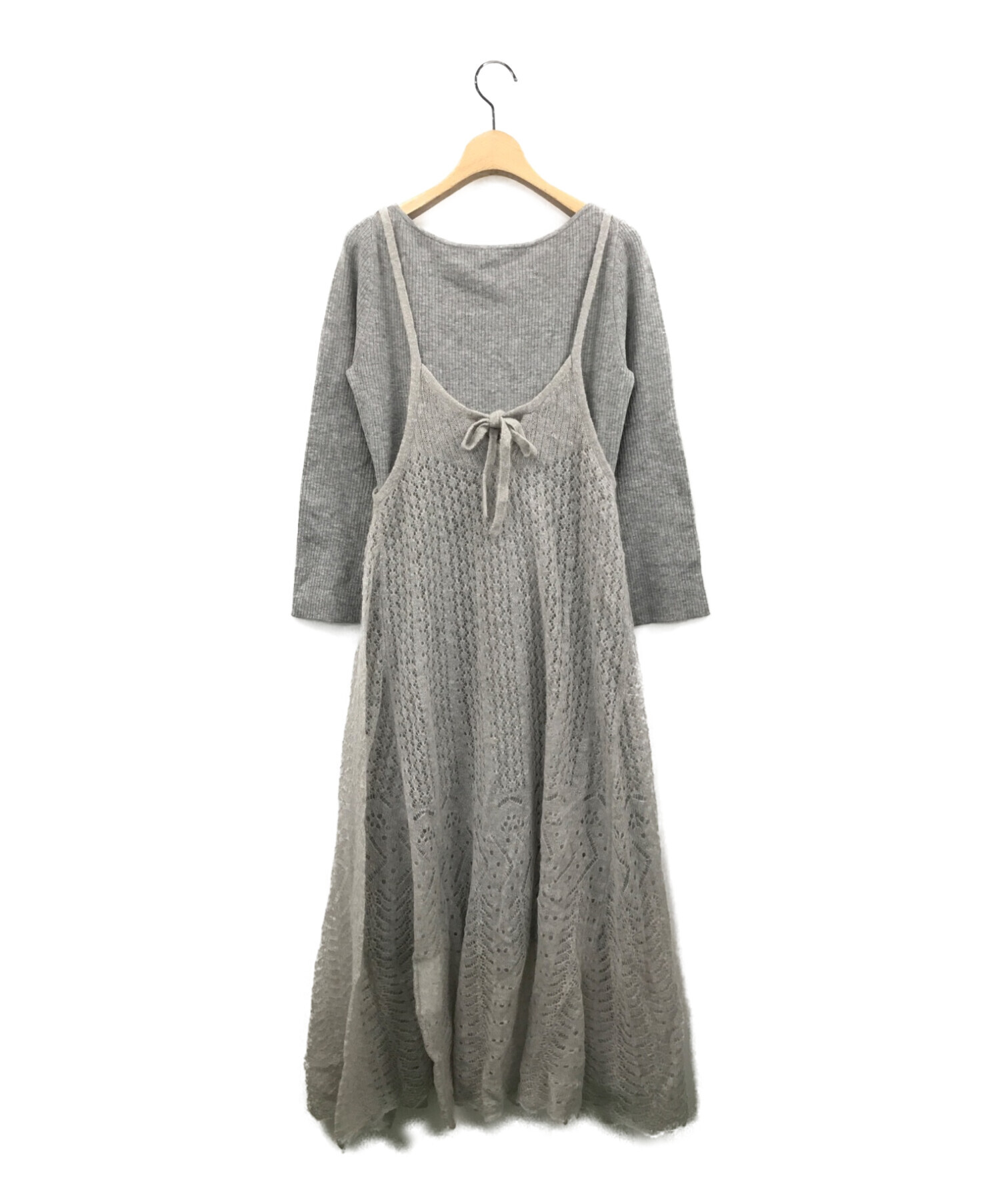 Theory 18aw ケーブル編みワンピース ペールグレーモス 可愛