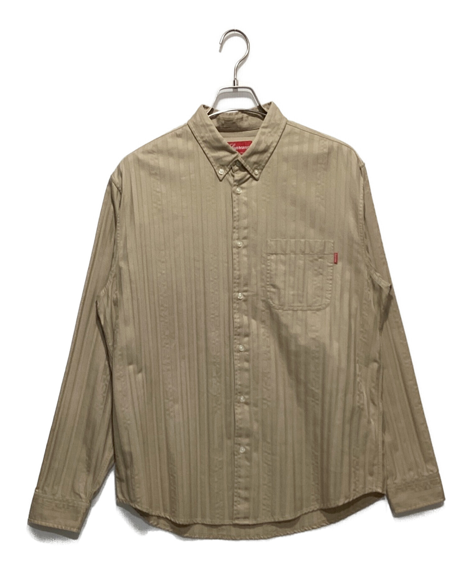 SUPREME (シュプリーム) Jacquard Stripe Twill Shirt ベージュ サイズ:L