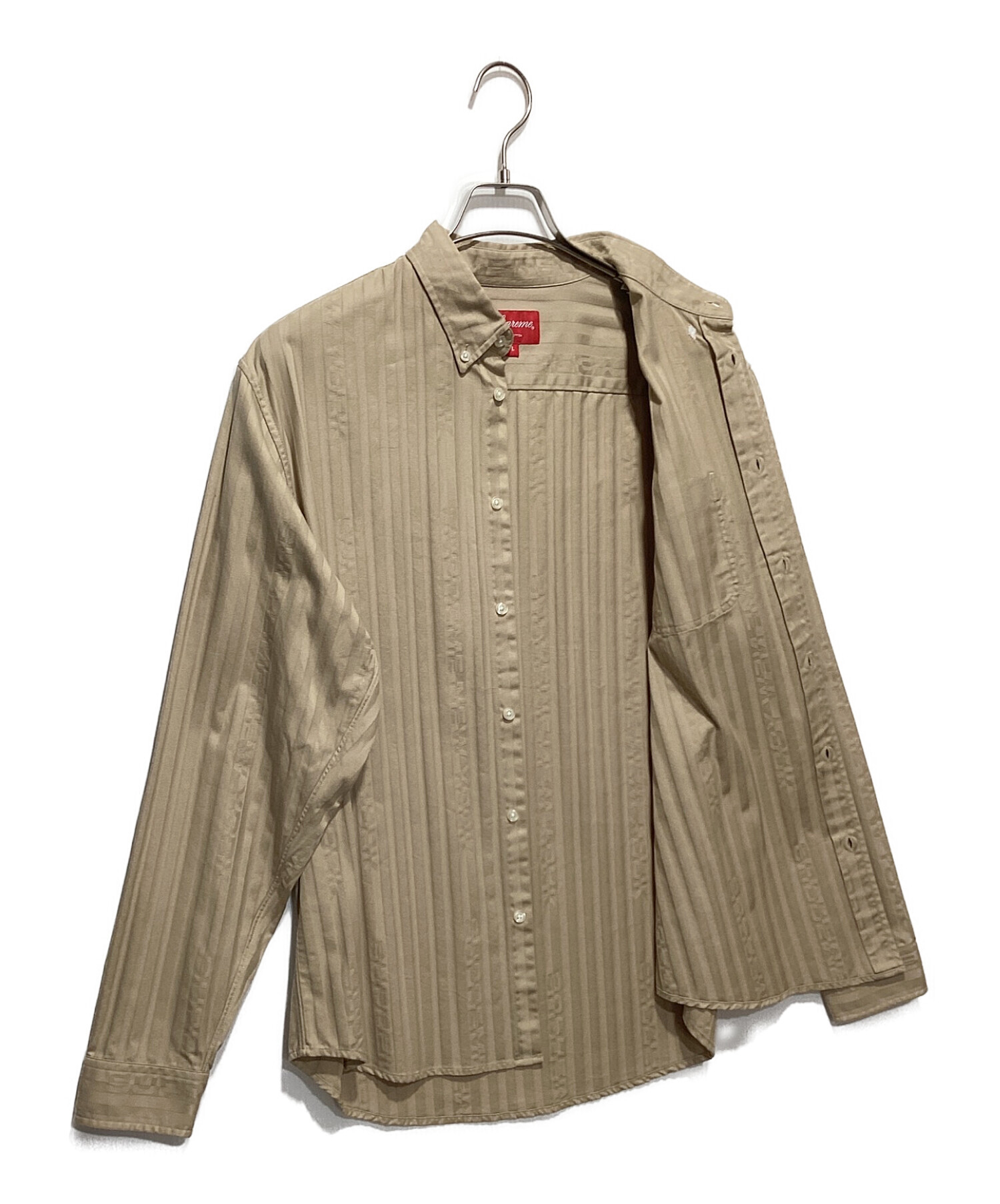 SUPREME (シュプリーム) Jacquard Stripe Twill Shirt ベージュ サイズ:L