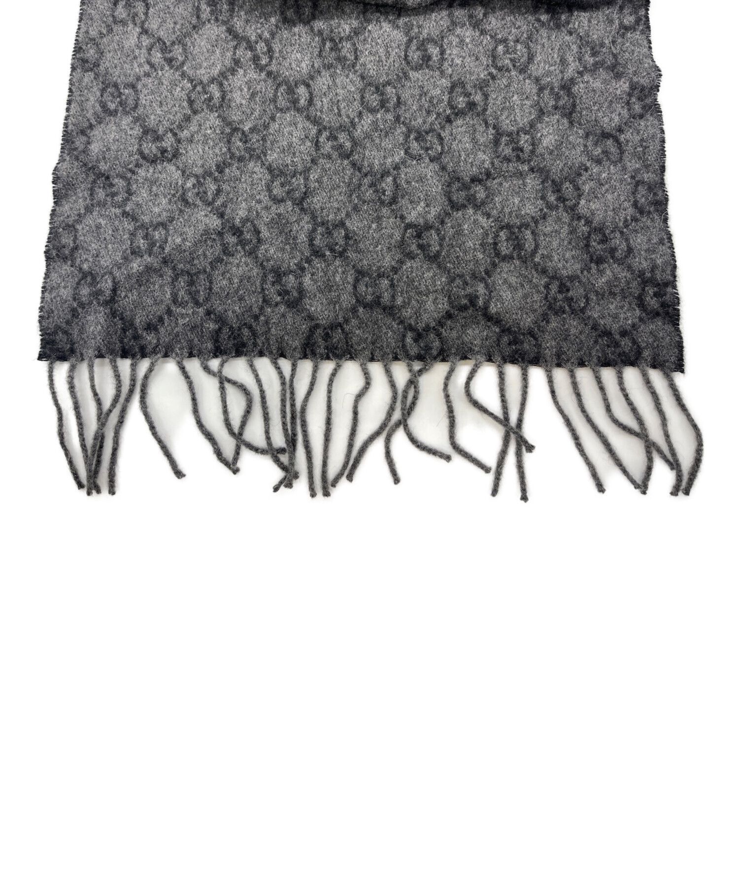 グッチ カシミヤ ラビットファー ストール ショール GG柄 レディース グレー GUCCI GUCCI カシミヤ ラビットファー マフラー ストール