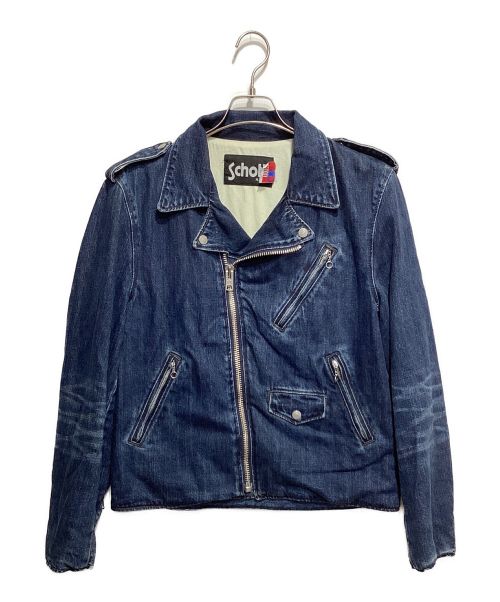 SCHOTT デニム ライダースジャケット ショット 古着 ダメージ加工 SCHOTT デニム ライダースジャケット ショット 古着 ダメージ加工