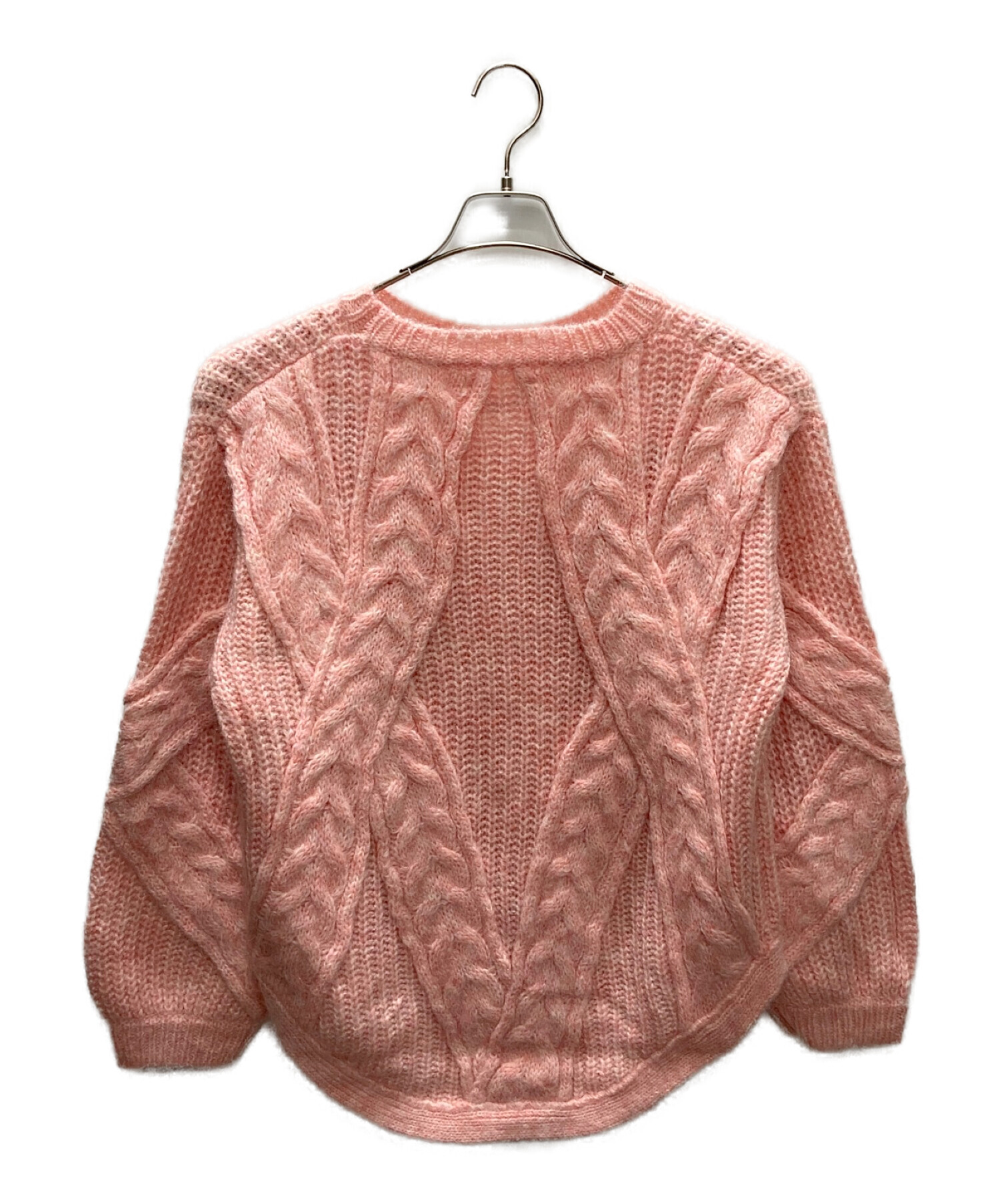 AMERI BACK CABLE KNIT サーモンピンクニット