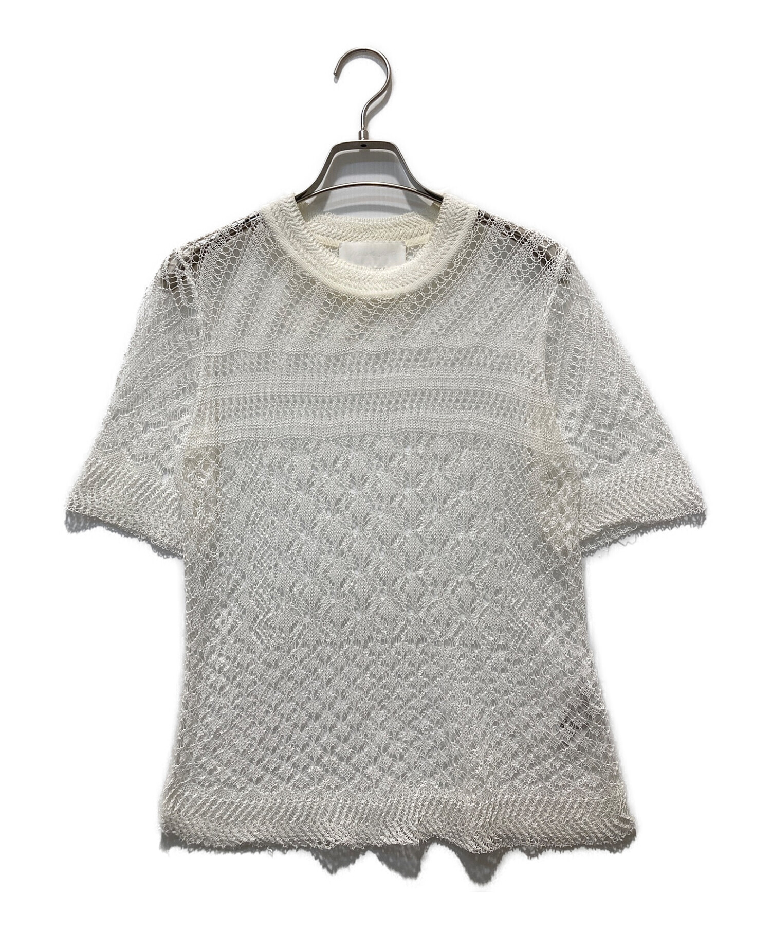 mame kurogouchi (マメクロゴウチ) 透かし編み半袖ニット ホワイト サイズ:1