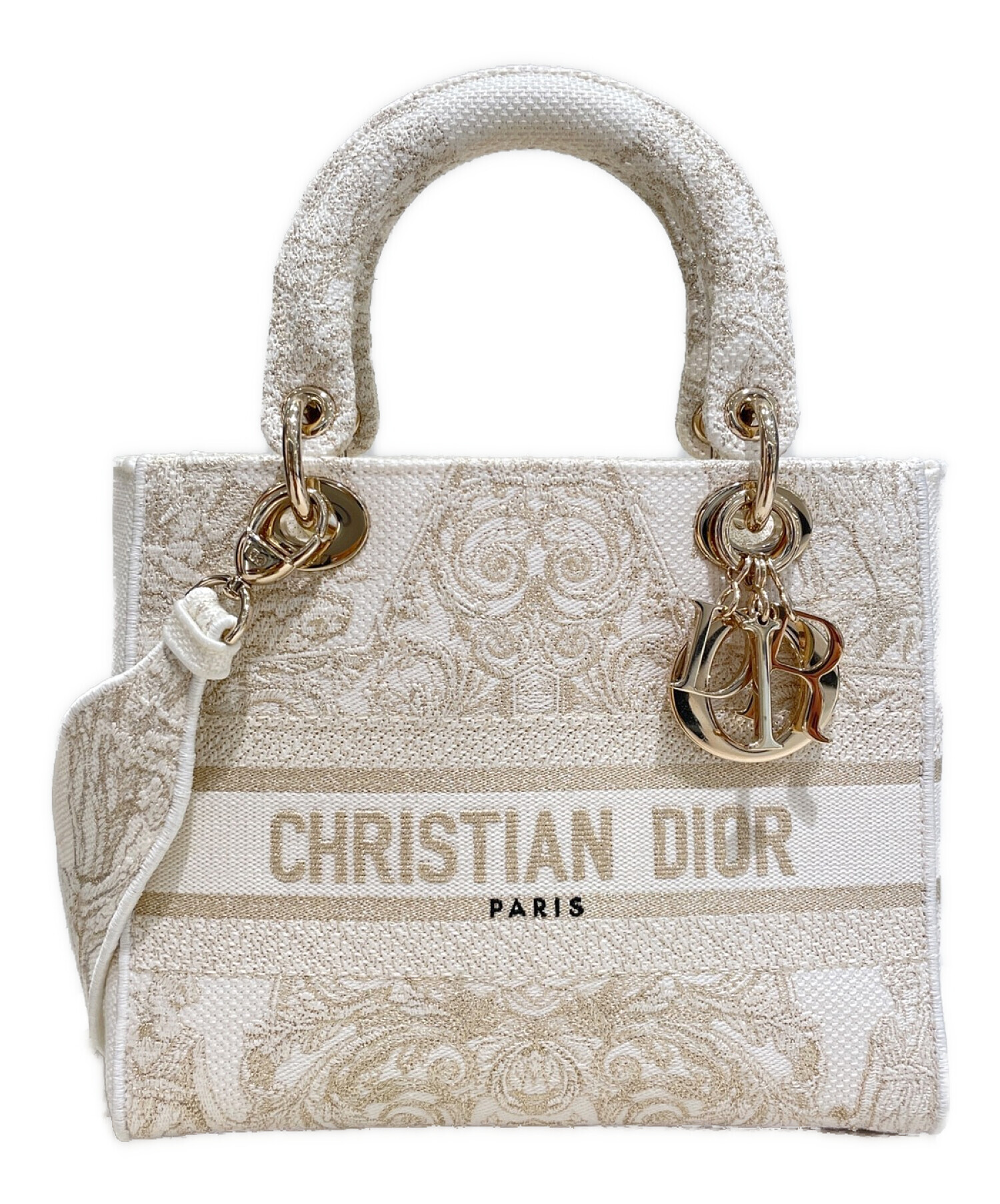 Christian Dior (クリスチャン ディオール) LADY D-LITE ミディアムバッグ ホワイト サイズ:ミディアム