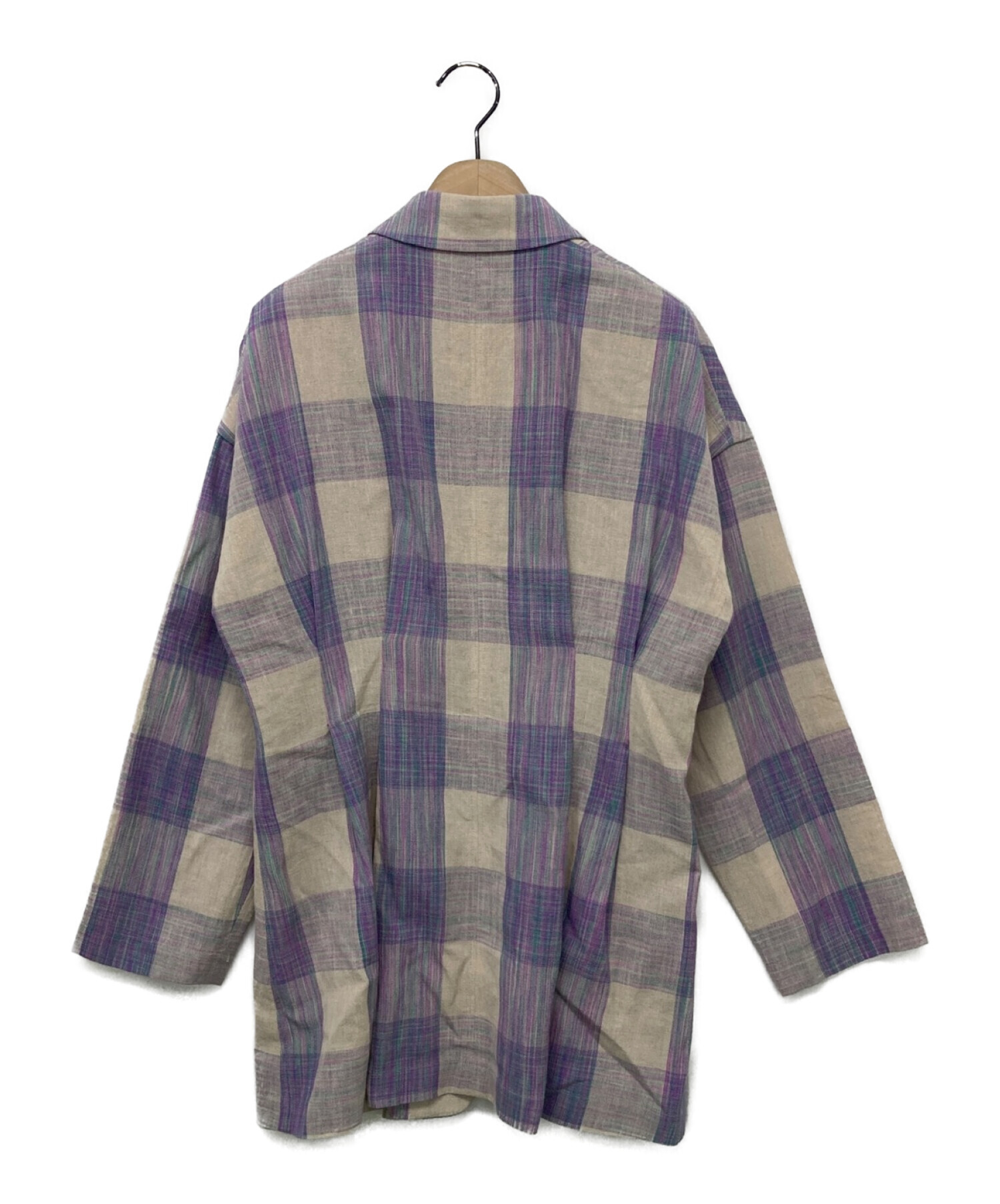 GREED INTERNATIONAL (グリードインターナショナル) Original Cotton Linen Kasuri Plaid  Jacket パープル サイズ:F