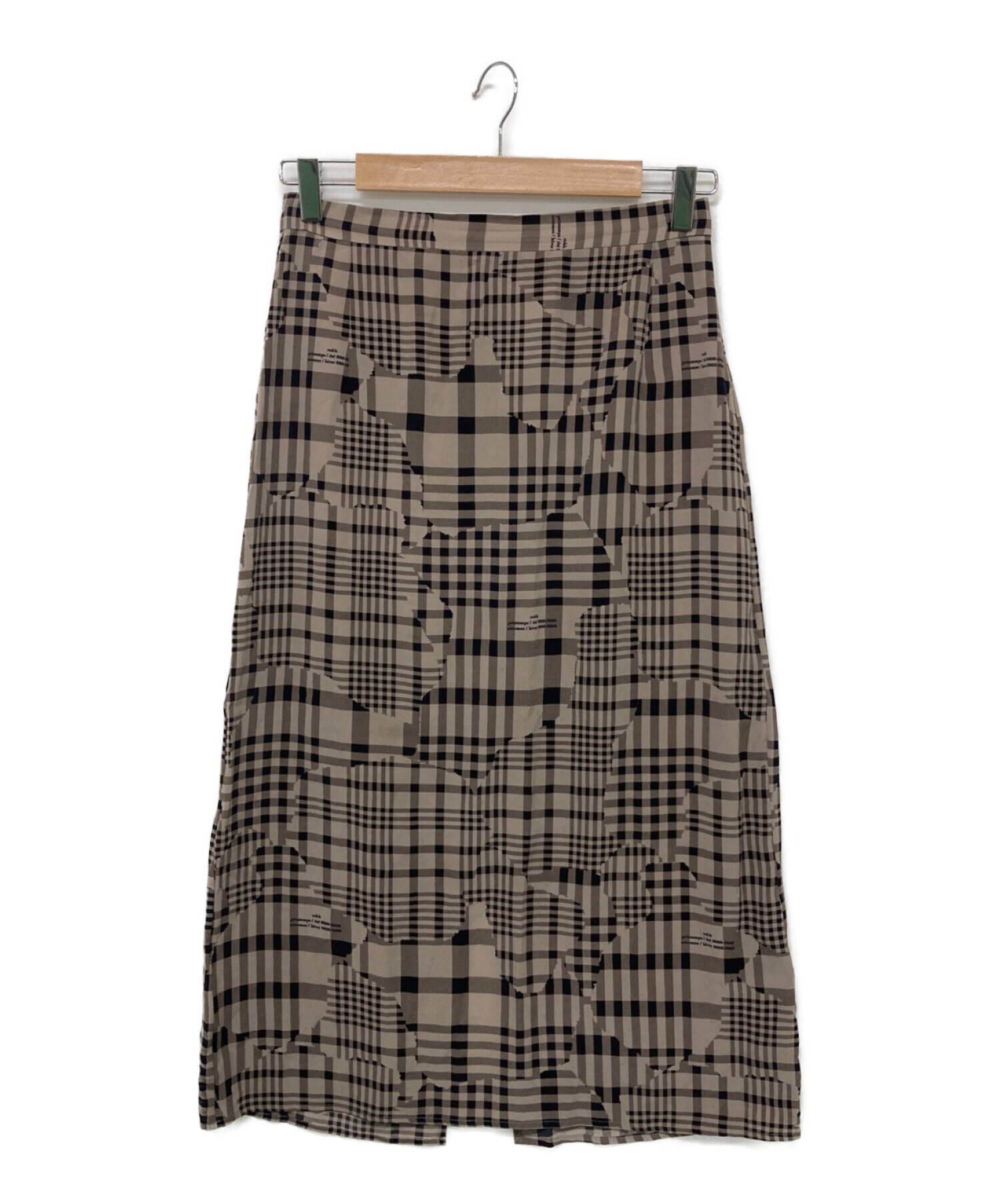 中古・古着通販】ROKH (ロク) シルクチェックスカート グレージュ  