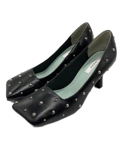 中古・古着通販】Ameri (アメリ) TRAPEZOID CUT STUDS PUMPS ブラック 