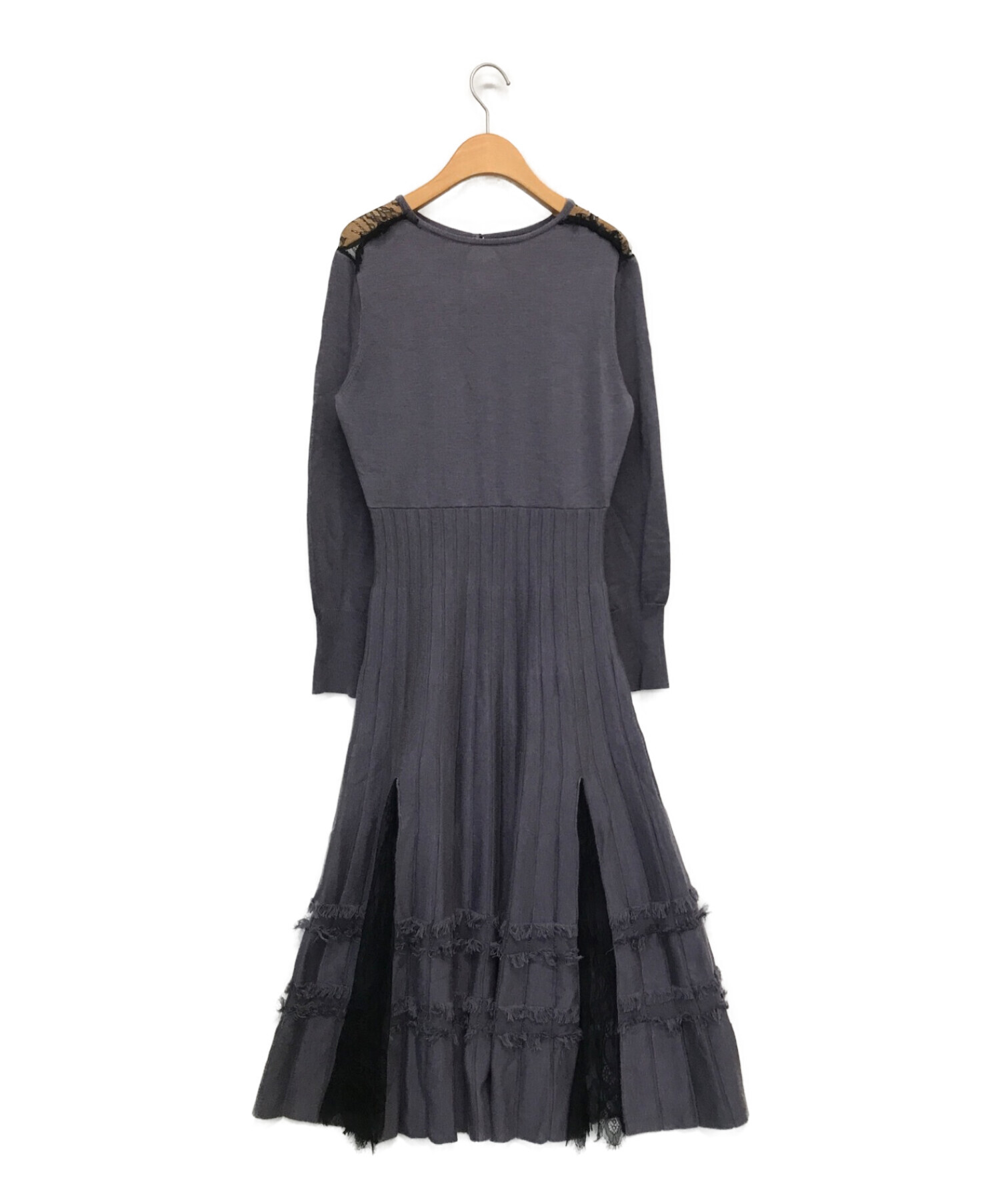 Her lip to (ハーリップトゥ) Lace Trimmed Knit Long Dress ラベンダー サイズ:M