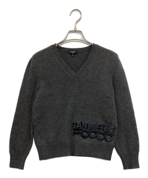 中古・古着通販】CHANEL (シャネル) カシミヤVネックニット グレー 