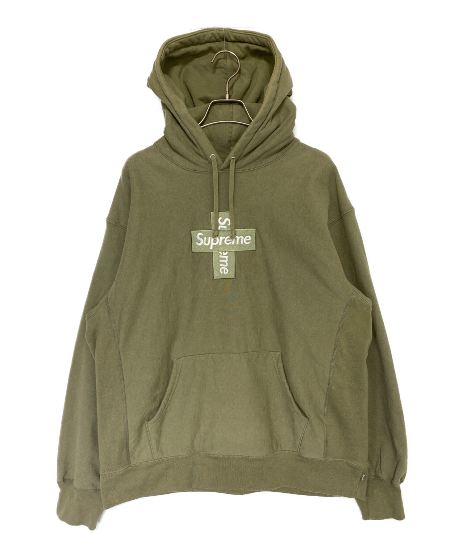 SUPREME (シュプリーム) Cross Box Logo Hooded Sweatshirt オリーブ サイズ:L