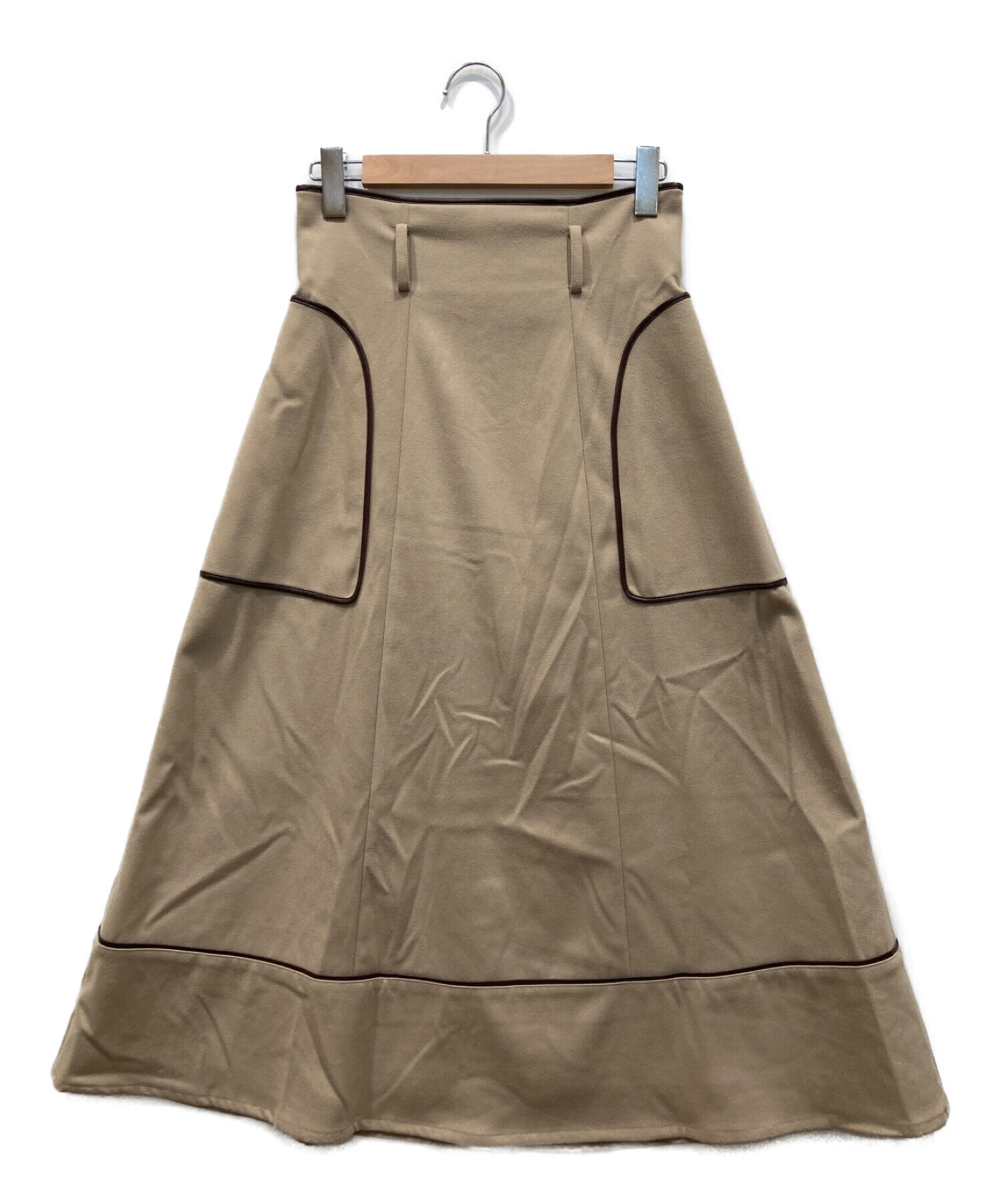 【Her lip to】Belted Trimmed Midi Skirt