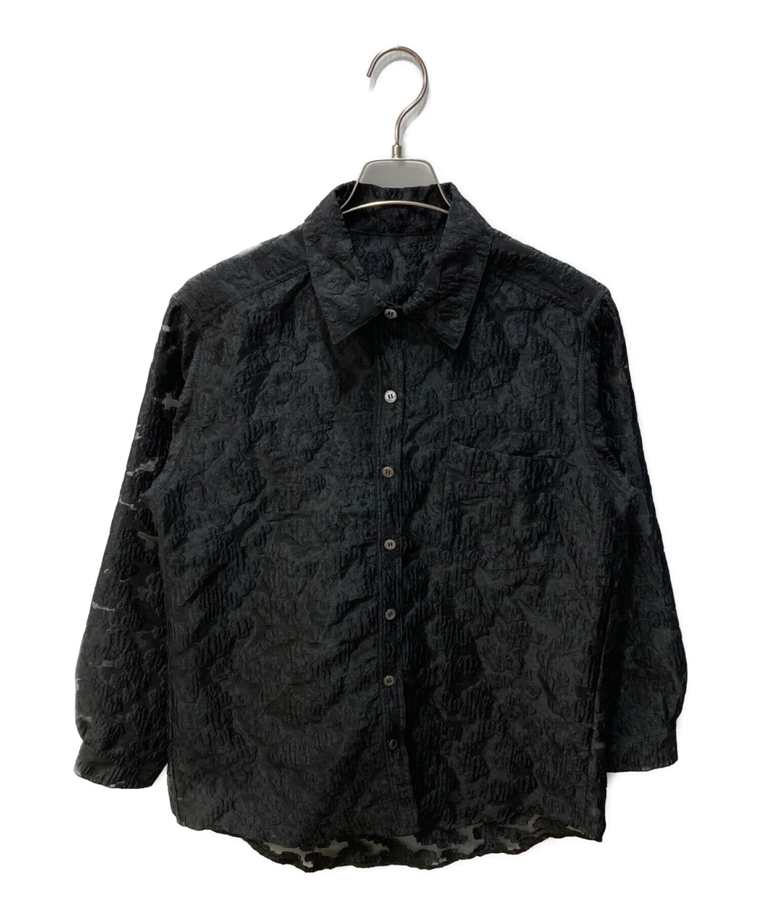 【sahara】Embroidery Sheer Shirt  Black