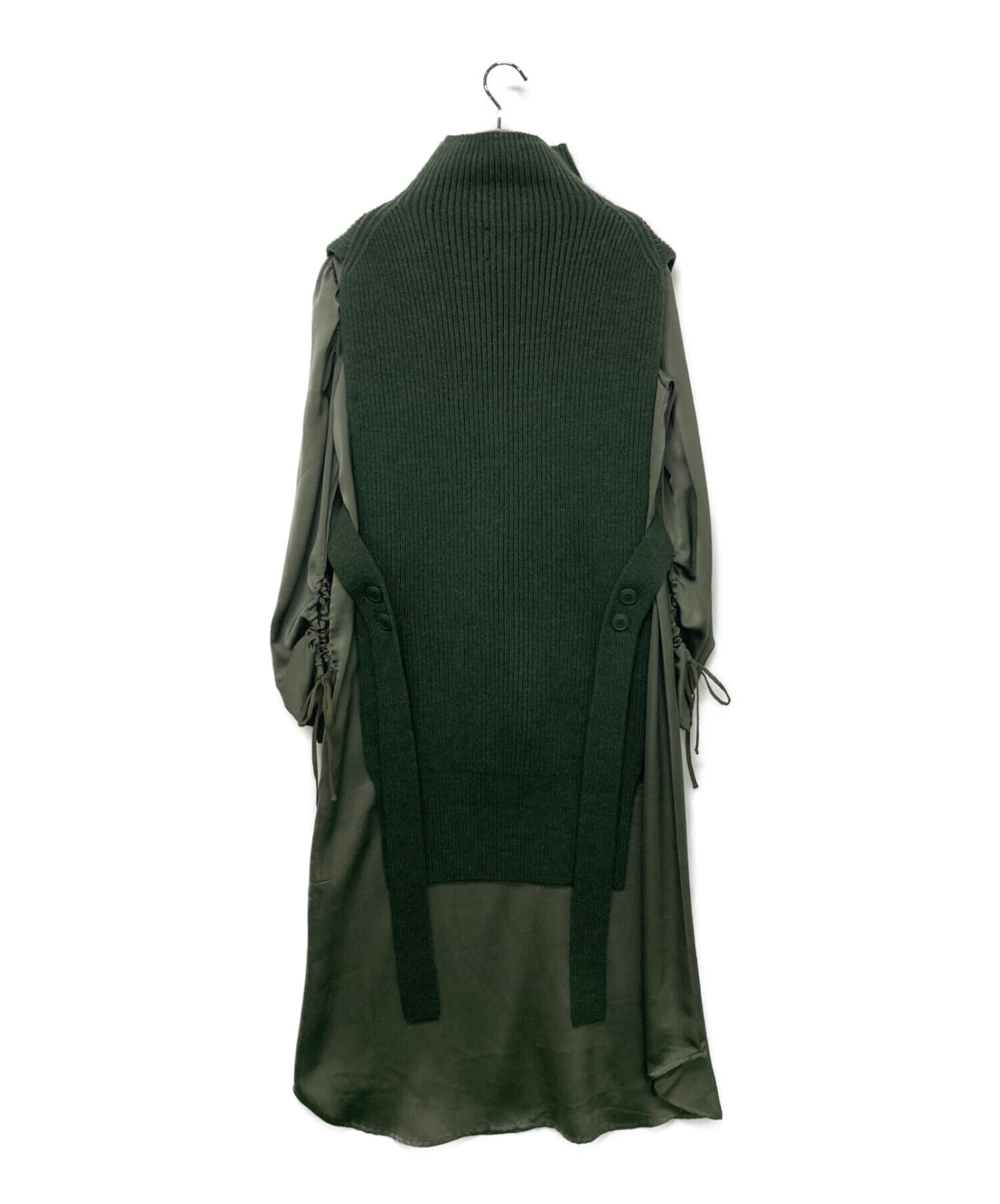 中古・古着通販】Ameri (アメリ) VEST LAYERED SHIRT DRESS カーキ 