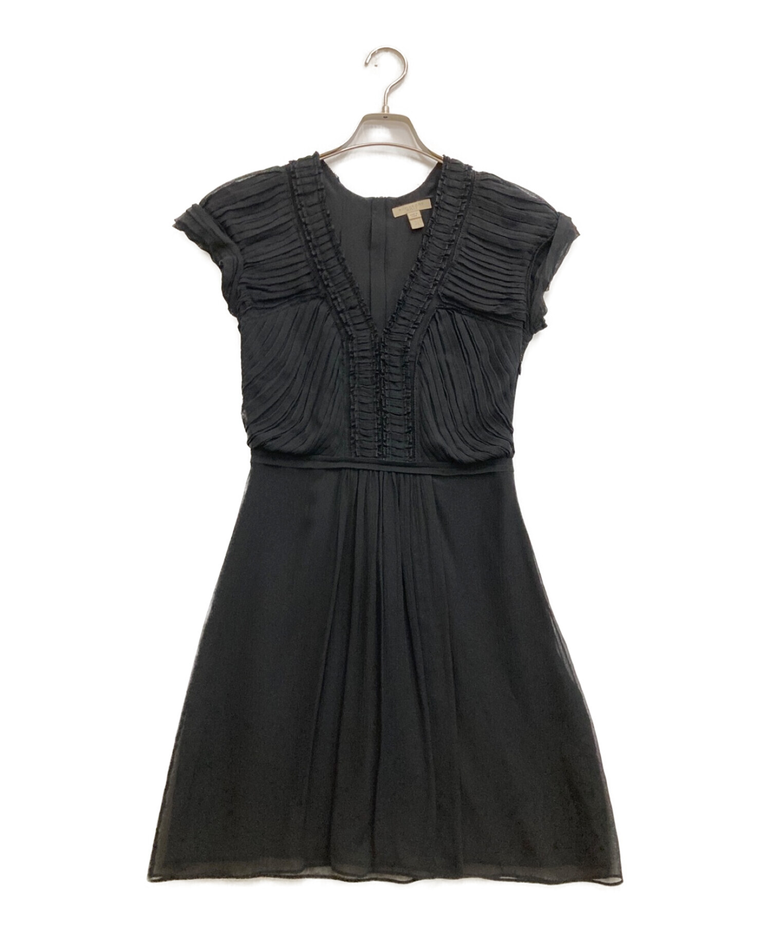 Burberry ワンピース　半袖　黒　シルク　レディース　美品 BURBERRY BRIT バーバリー シルクワンピース