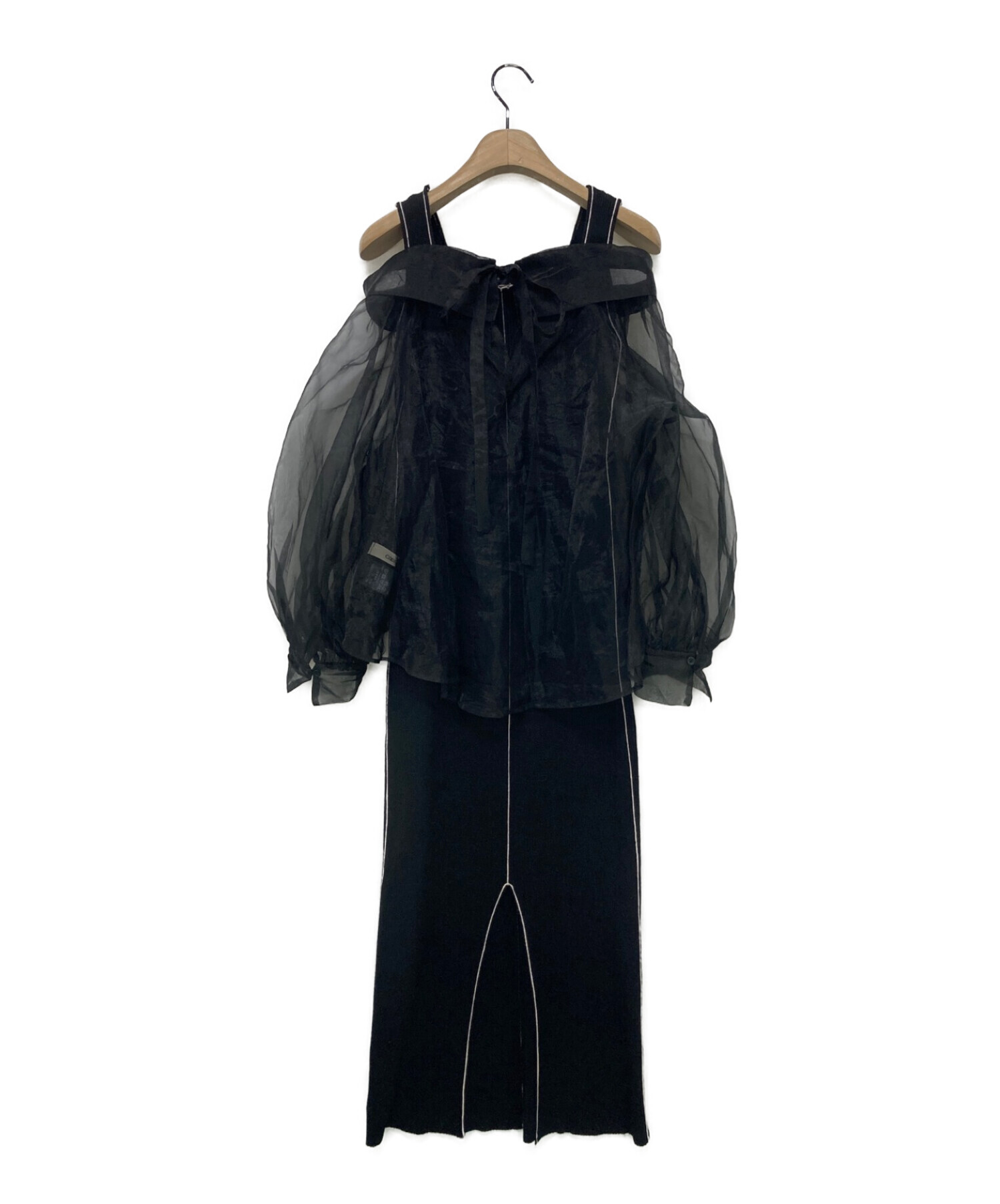 COCODEAL (ココディール) オーガンジーシャツ×ニットワンピースSET ブラック サイズ:1