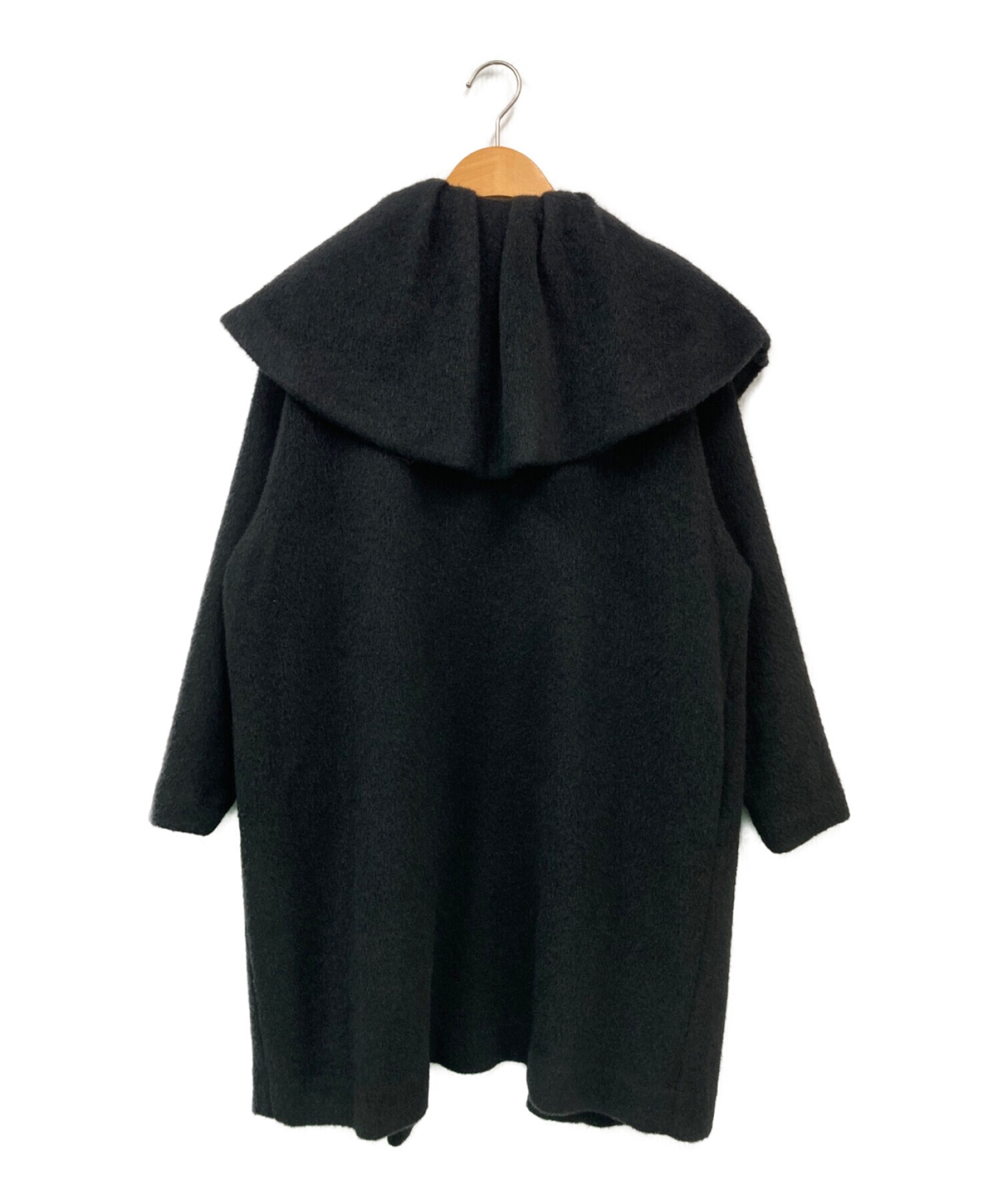 celford ファー付きポンチョコート ブラック CELFORD セルフォード