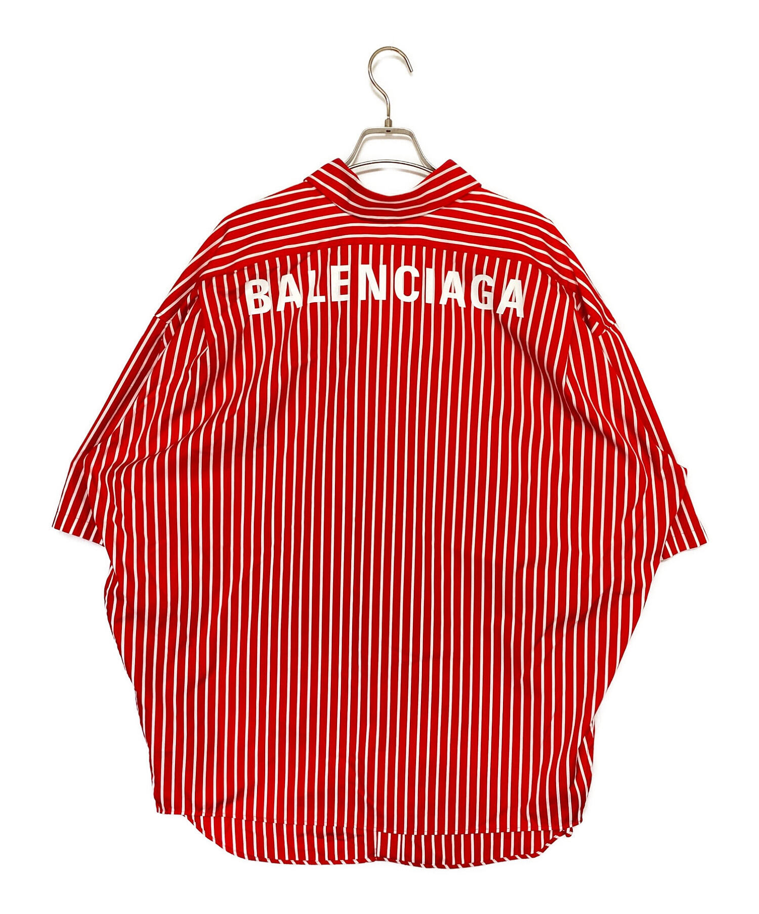 BALENCIAGA (バレンシアガ) コクーン スイング ストライプ シャツ レッド サイズ:38