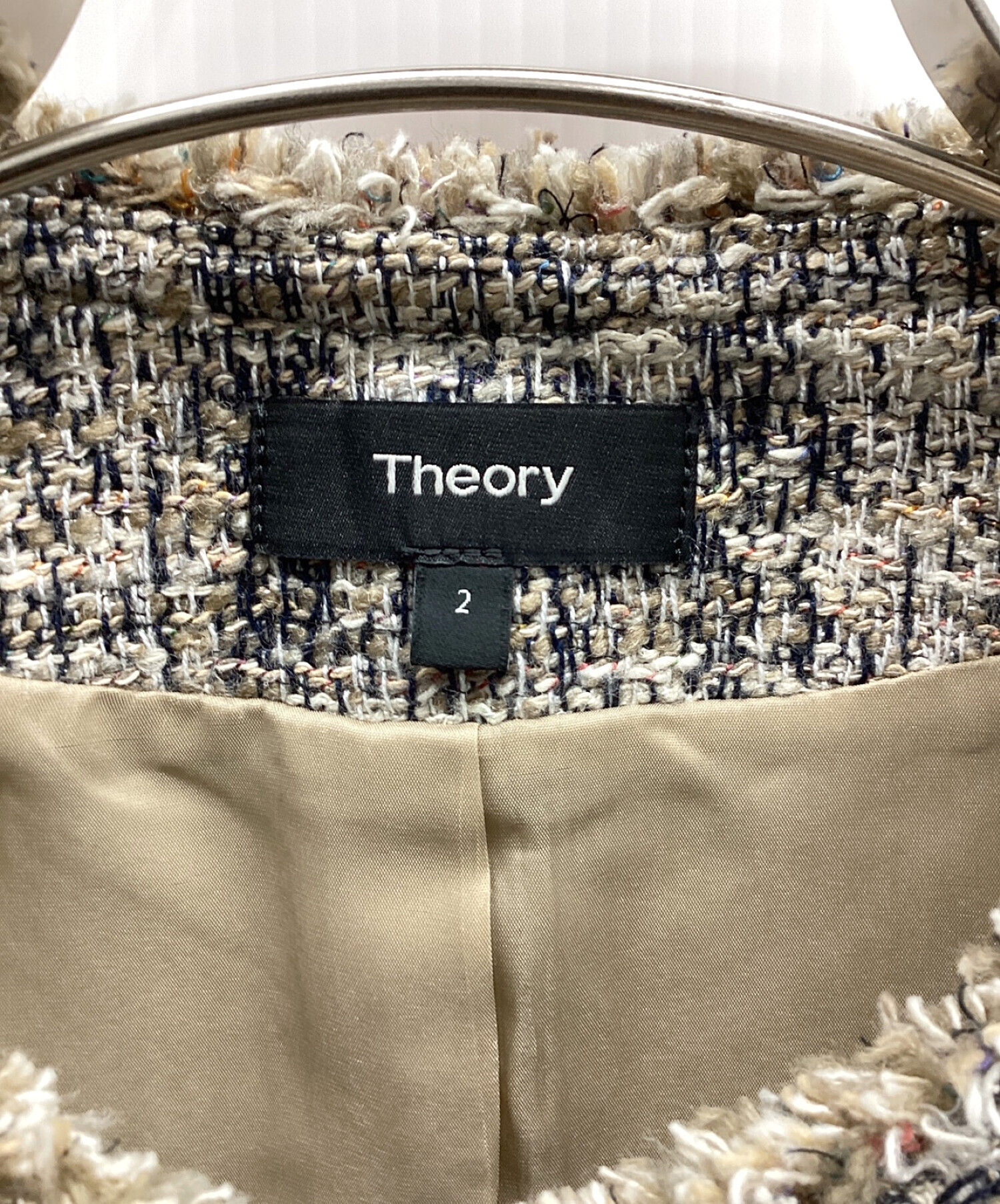 theory (セオリー) ノーカラーツイードジャケット ベージュ サイズ:2