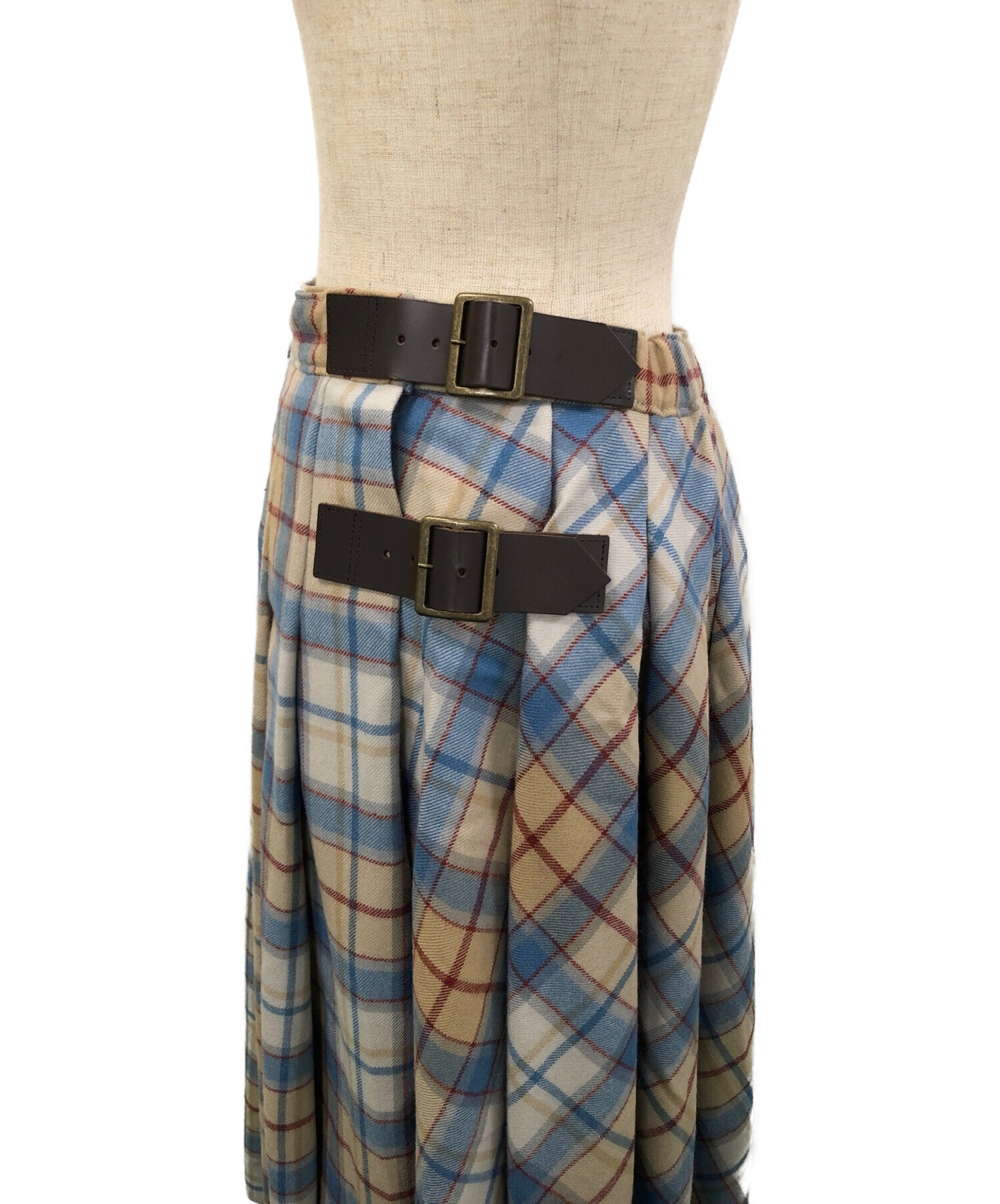 Jane Marple (ジェーンマープル) Wool tartan check 2face skirt ベージュ サイズ:M