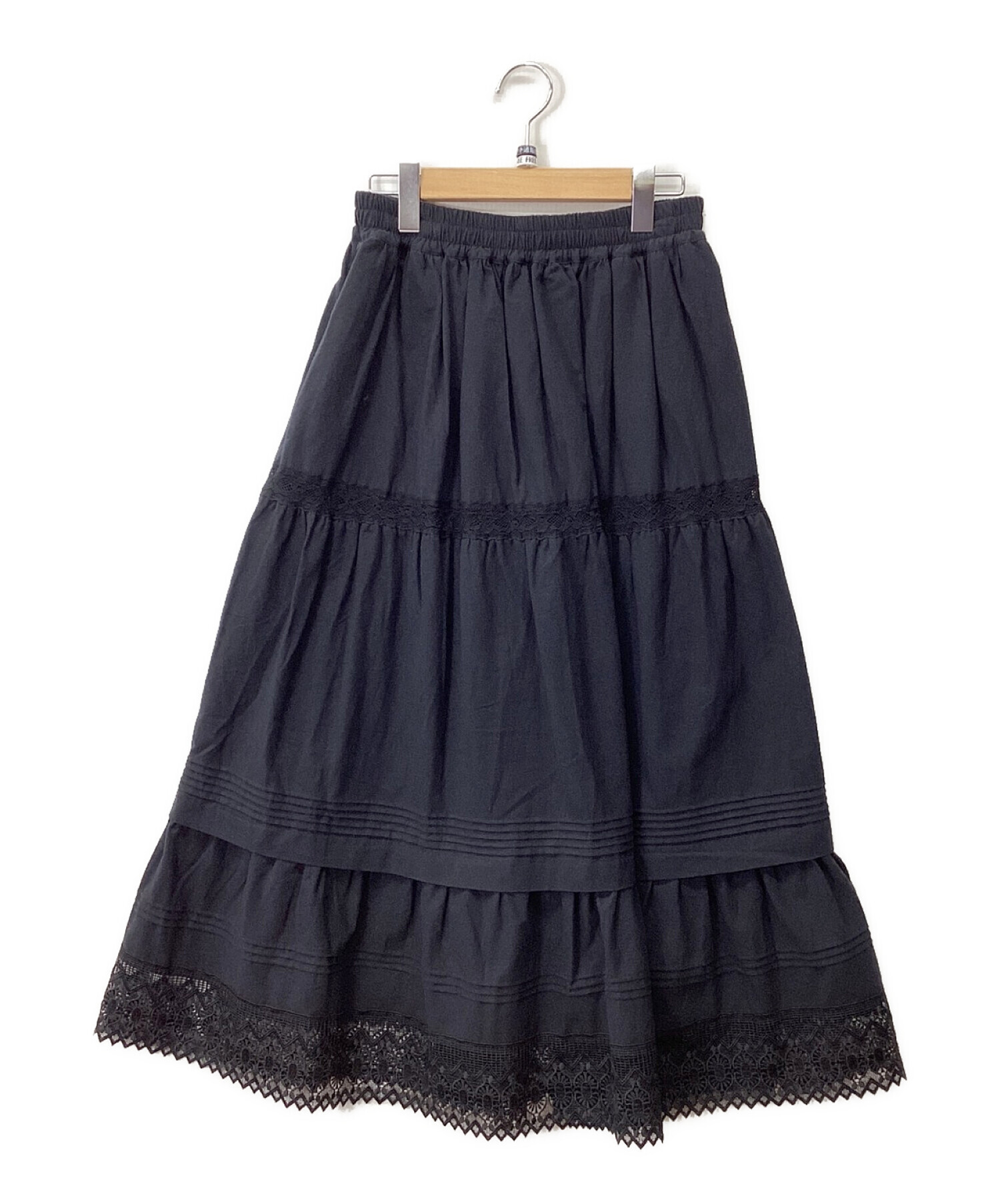 Samansa Mos2 (サマンサモスモス) 裾レースティアードスカート ブラック サイズ:FREE 未使用品