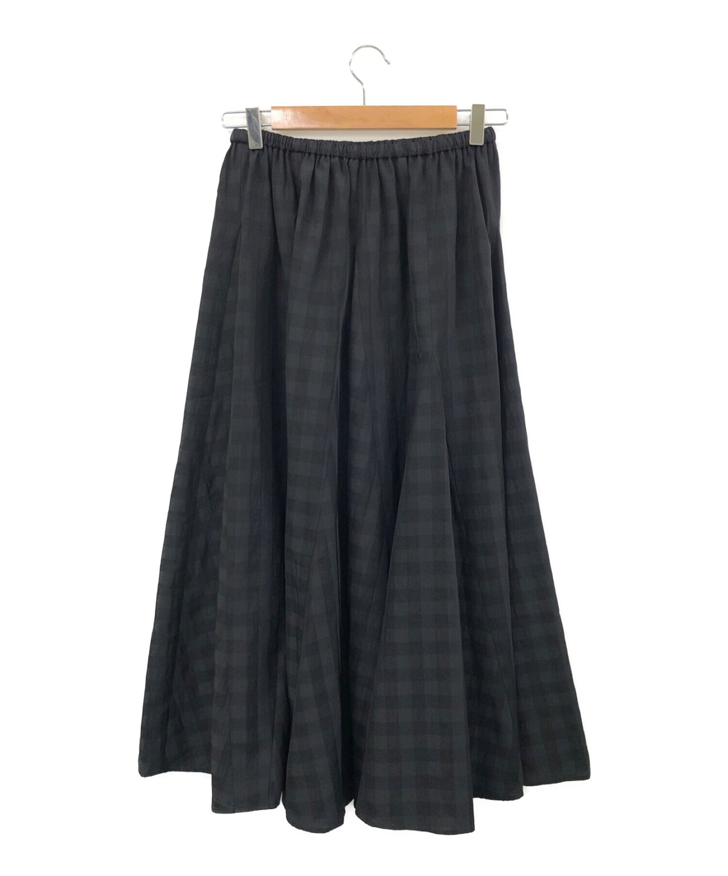 IENA イエナ ギンガムチェックパネルスカート ブラック サイズ: