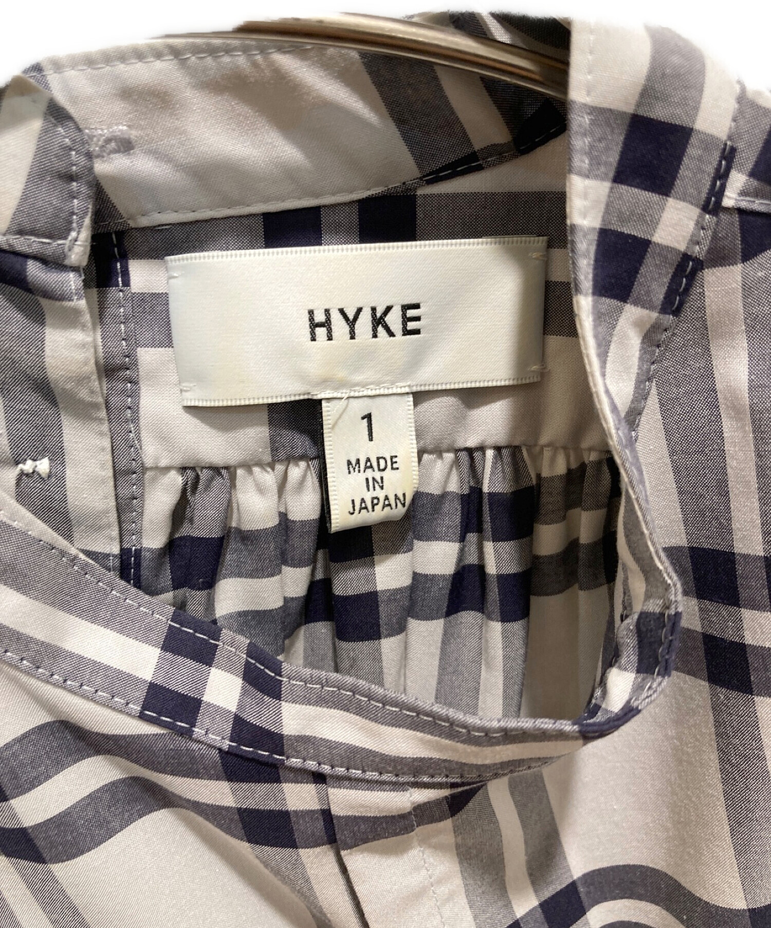 HYKE (ハイク) ビブフロント チェックシャツ グレー サイズ:SIZE1