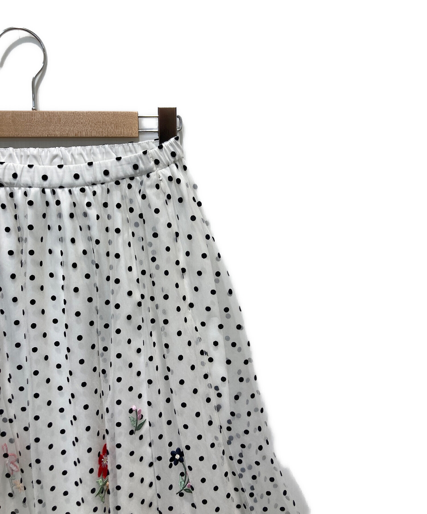 CHESTY (チェスティ) ドットチュール刺繍スカート ホワイト サイズ:SIZE1 未使用品