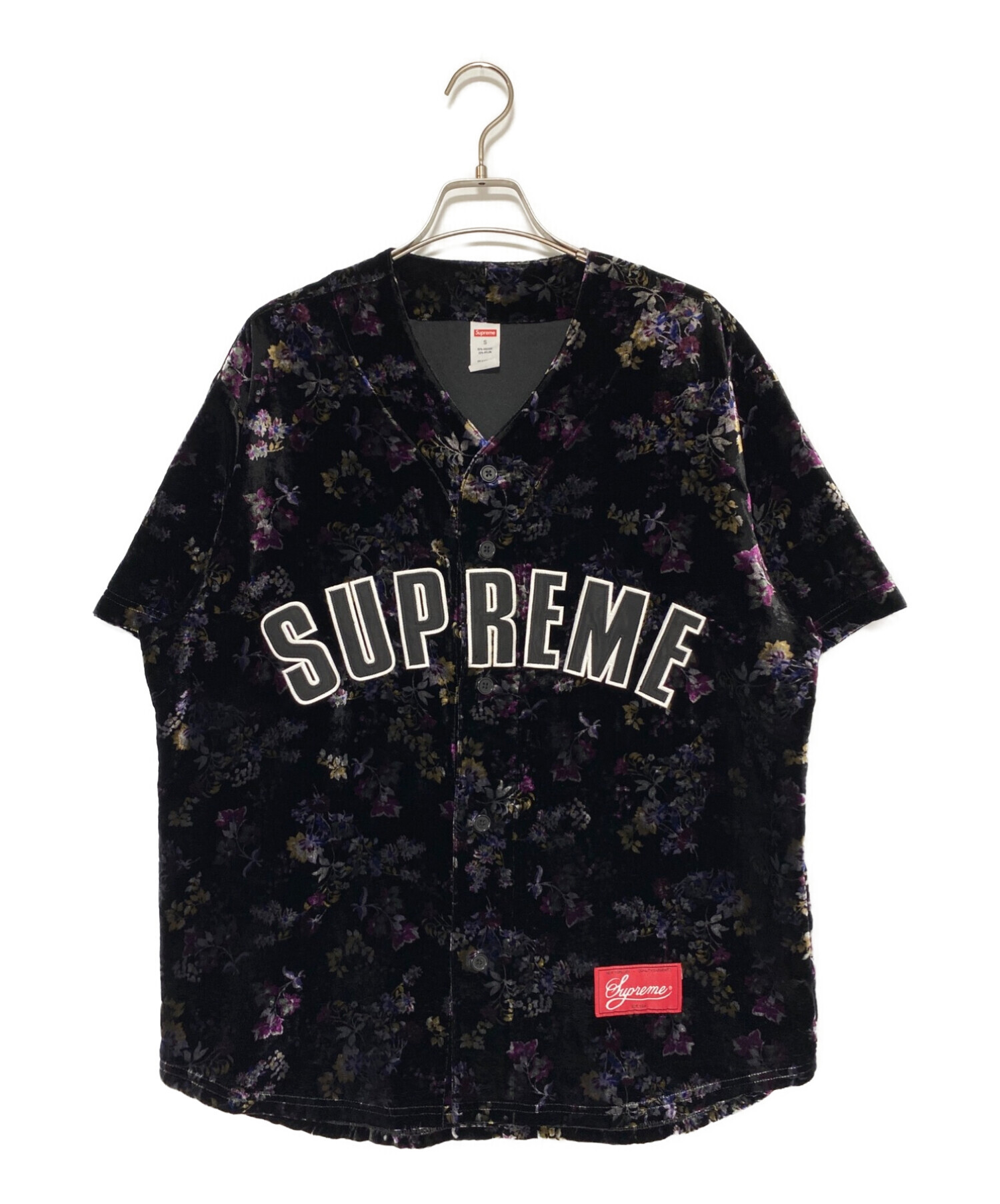 supreme floral velour baseball shirt