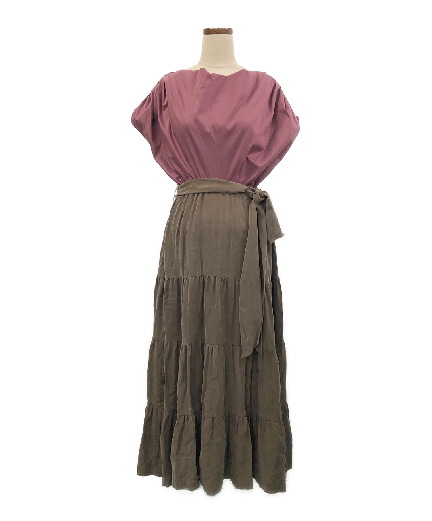 中古・古着通販】Her lip to (ハーリップトゥ) Two-Tone Drape Dress 