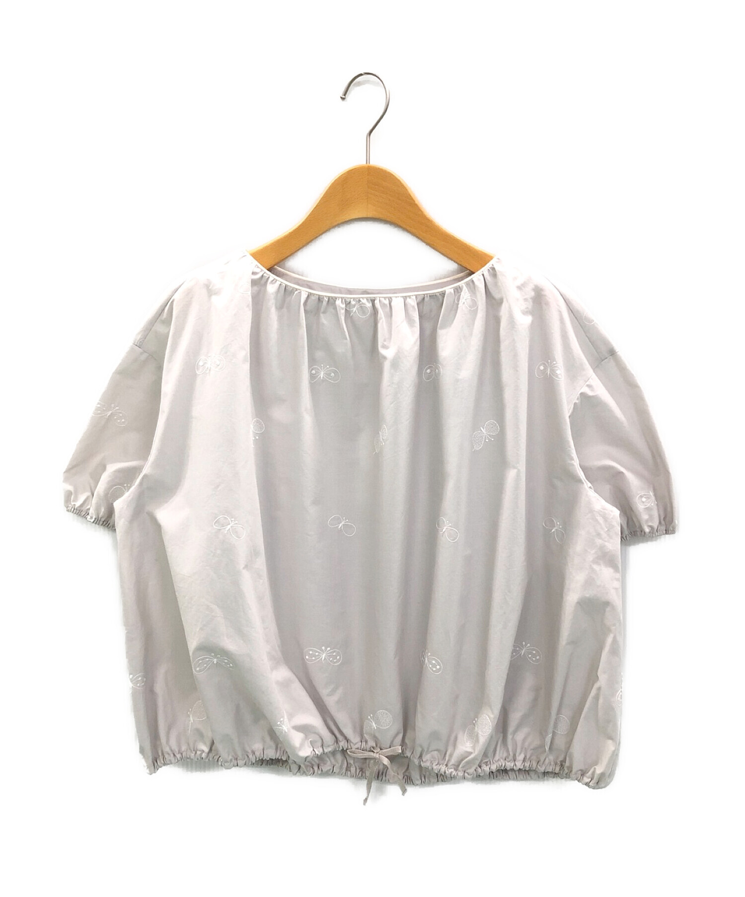 choucho 刺繍 コットン ギャザー ブラウス WHITE 38