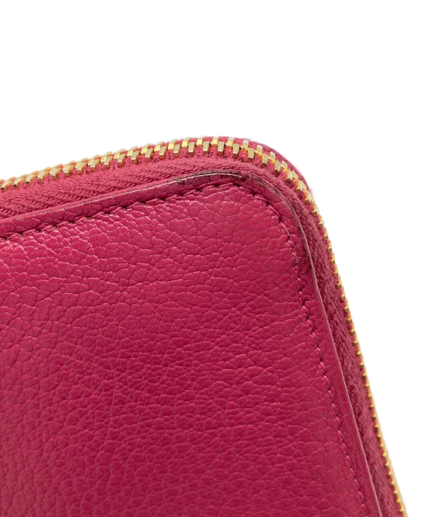 良品 miumiu マドラス レザー 長財布 L字ファスナー ピンク