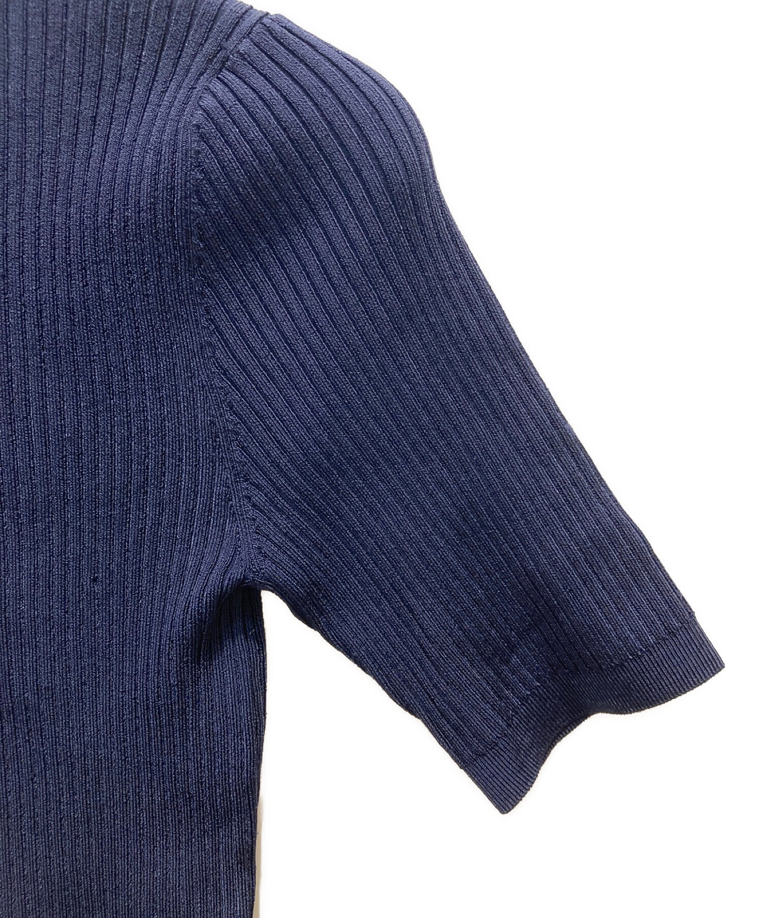中古・古着通販】CARVEN (カルヴェン) 半袖リブニット ネイビー サイズ 