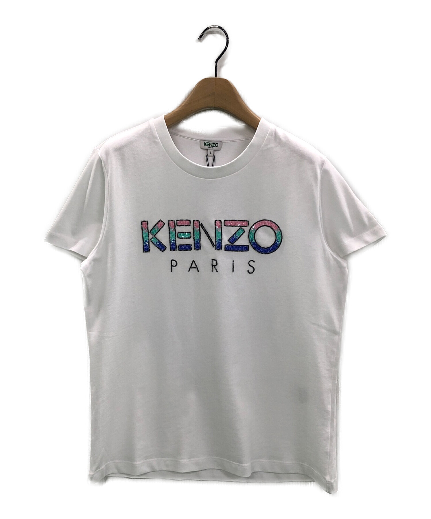 中古・古着通販】KENZO (ケンゾー) スパンコールロゴTシャツ ホワイト 