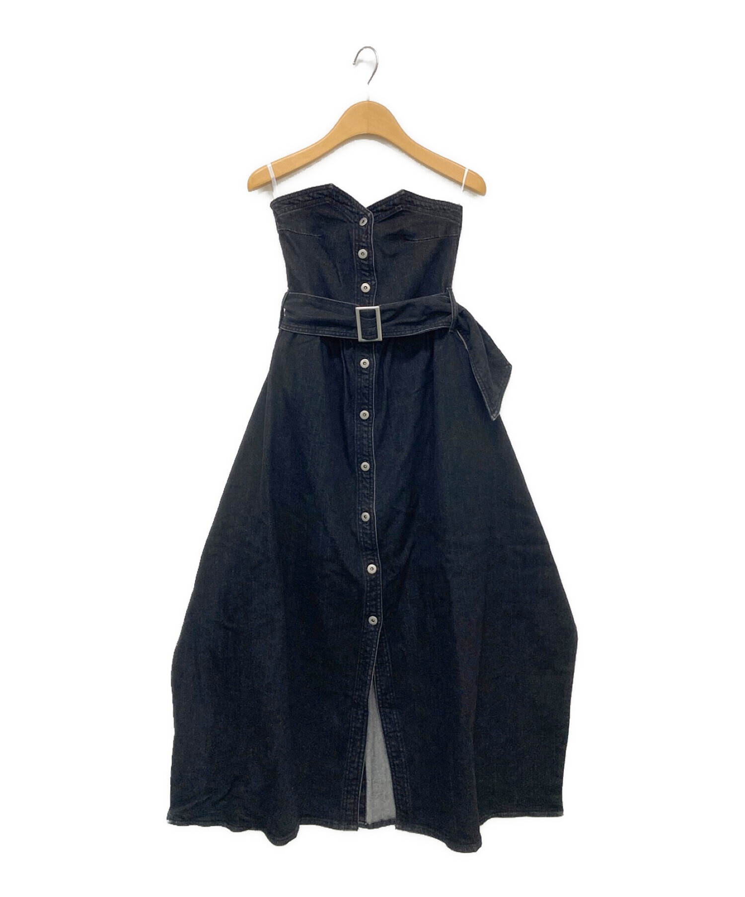 中古・古着通販】AMERI (アメリ) DENIM UNIFY DRESS ブラック サイズ:S  