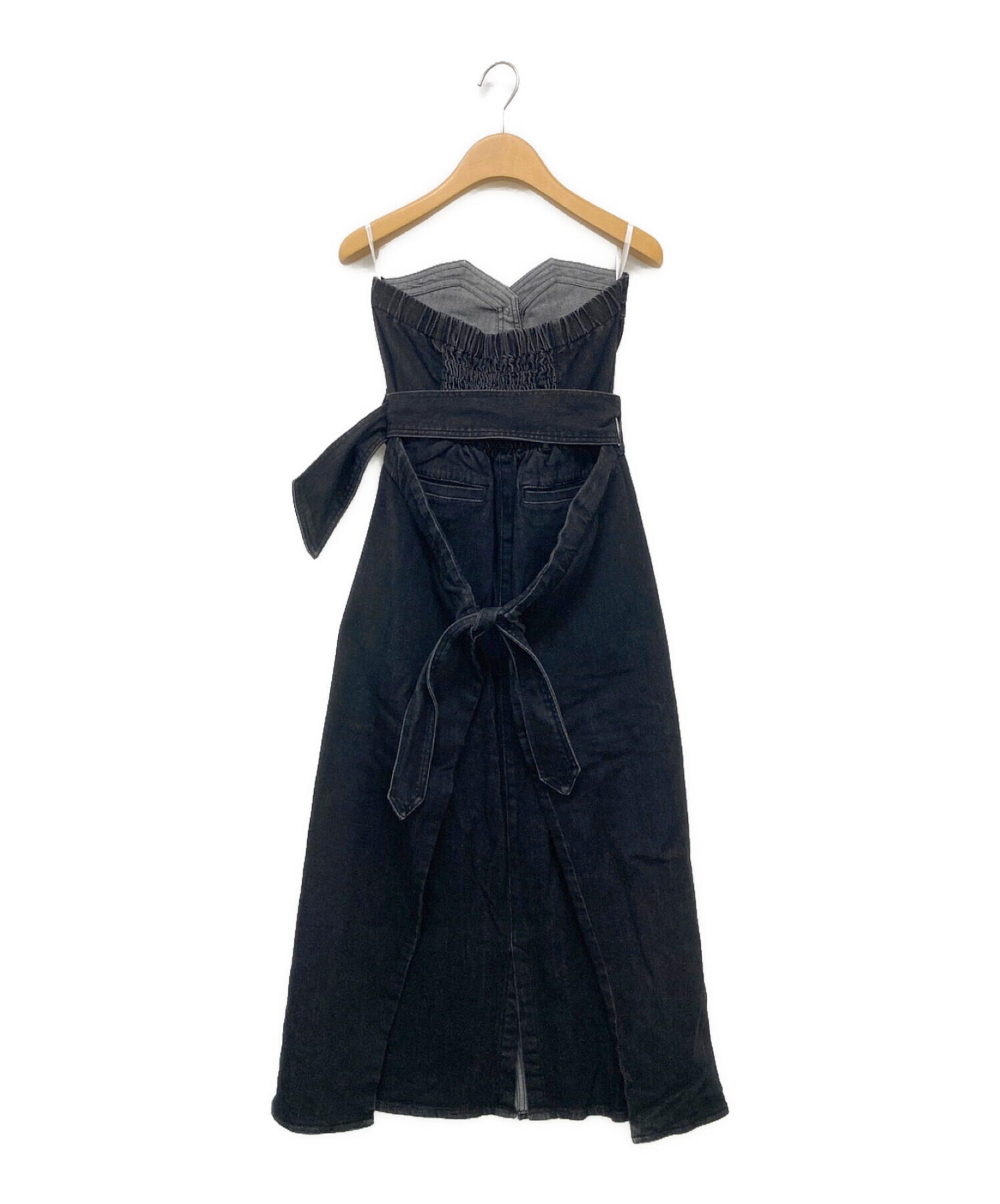 中古・古着通販】AMERI (アメリ) DENIM UNIFY DRESS ブラック サイズ:S  