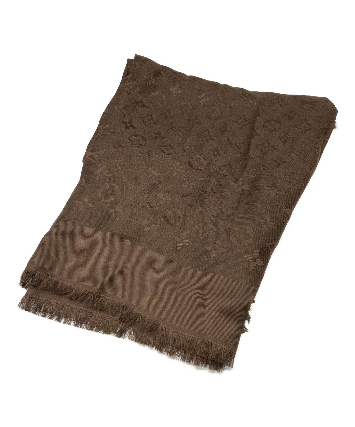 Louis Vuitton モノグラム ストール ブラウン LOUIS VUITTON ルイヴィトン ショール モノグラム シルク ウール