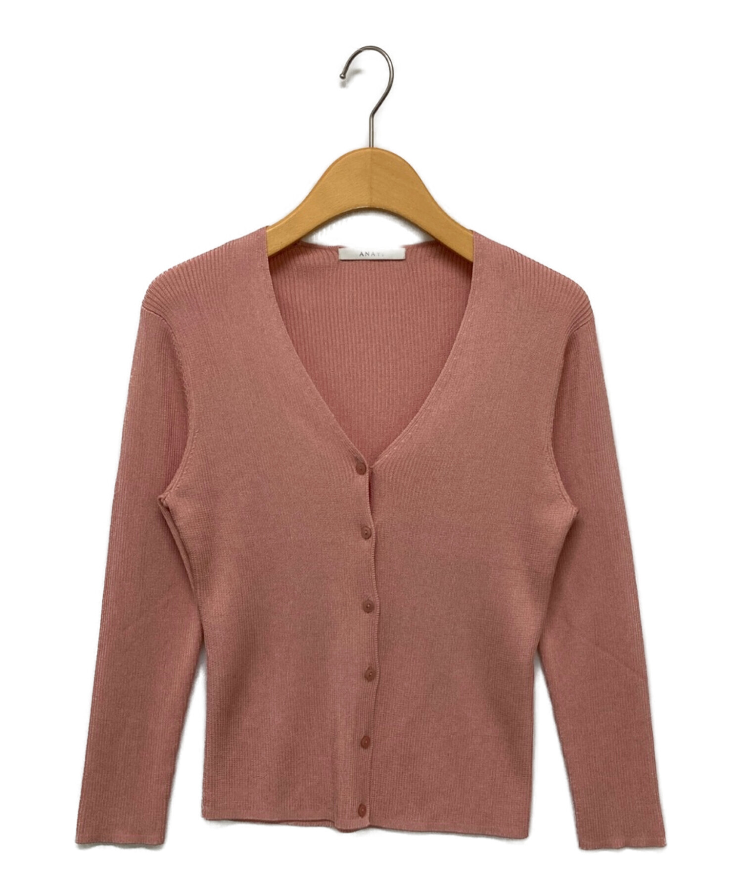 【新品】ANAYI アセテートポリエステルクルーネックカーディガン ブラウン36 新品】ANAYI アセテートポリエステルクルーネックカーディガン