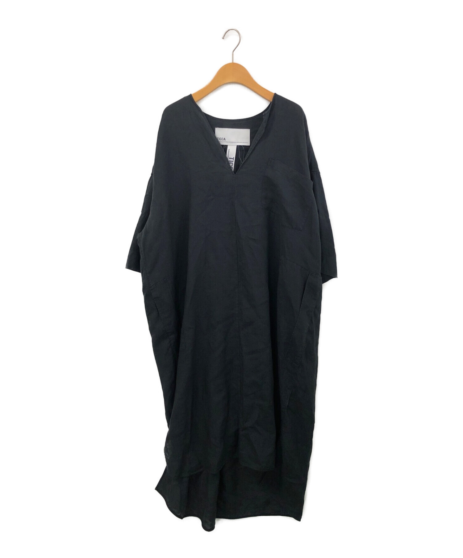 中古・古着通販】ticca (ティッカ) キーネックリネンワンピース 
