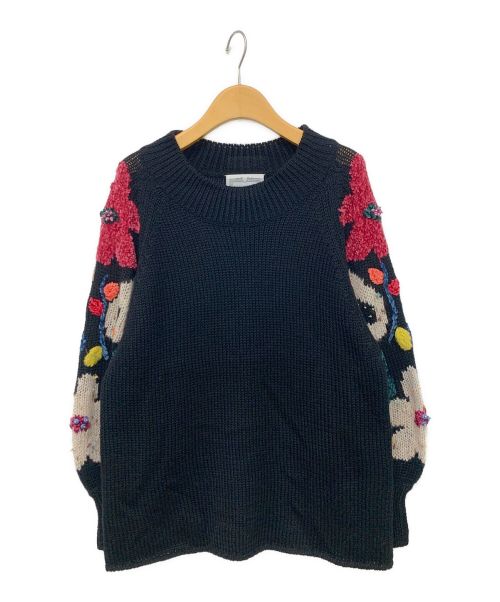 BEARDSLEY ビアズリー花ジャガードニット フラワー 袖ジャガード