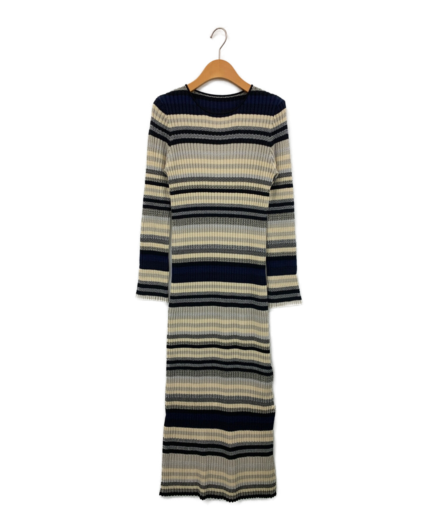 中古・古着通販】AMERI (アメリ) MULTI BORDER KNIT DRESS  
