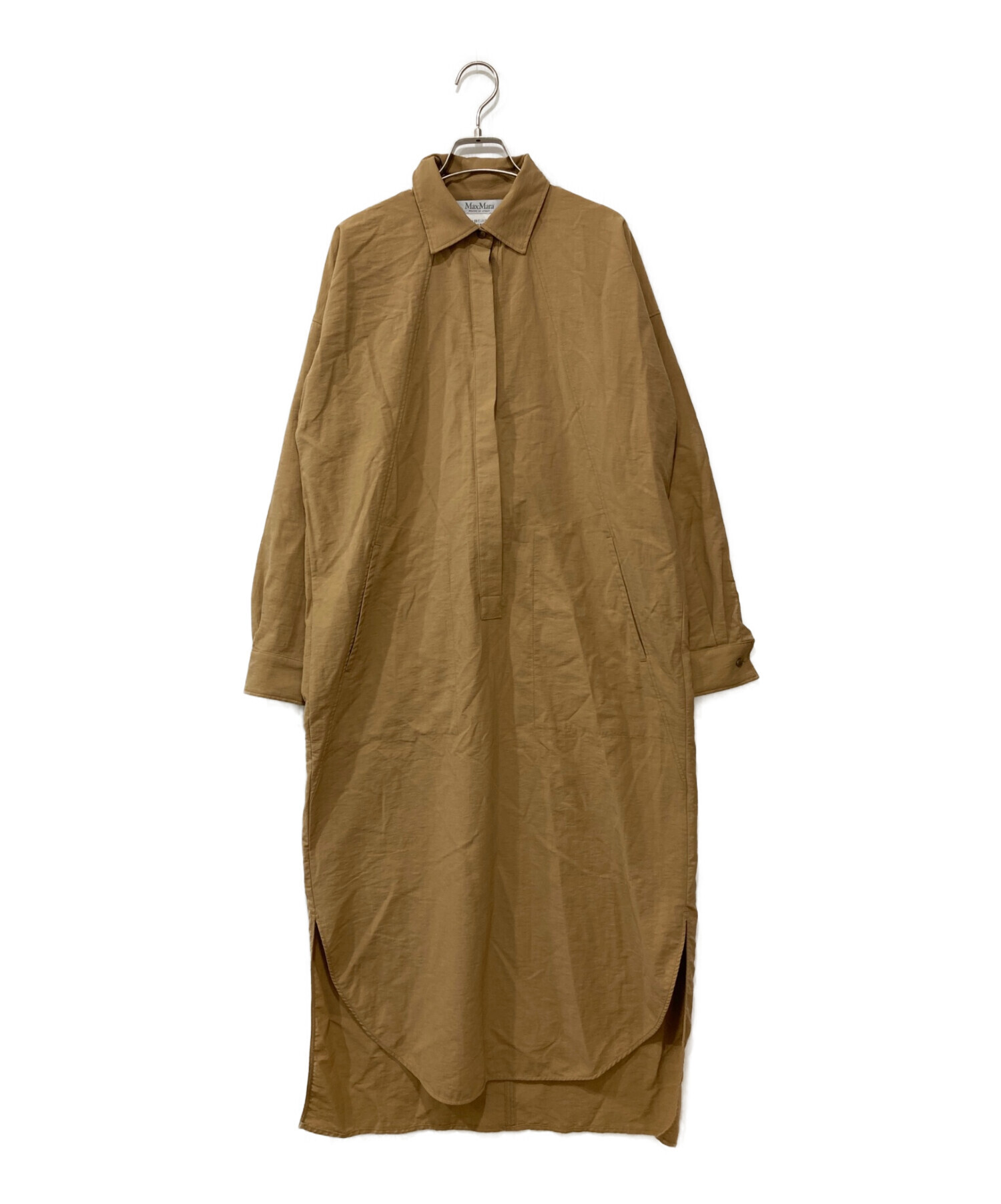 中古・古着通販】MaxMara (マックスマーラ) シャツワンピース キャメル  