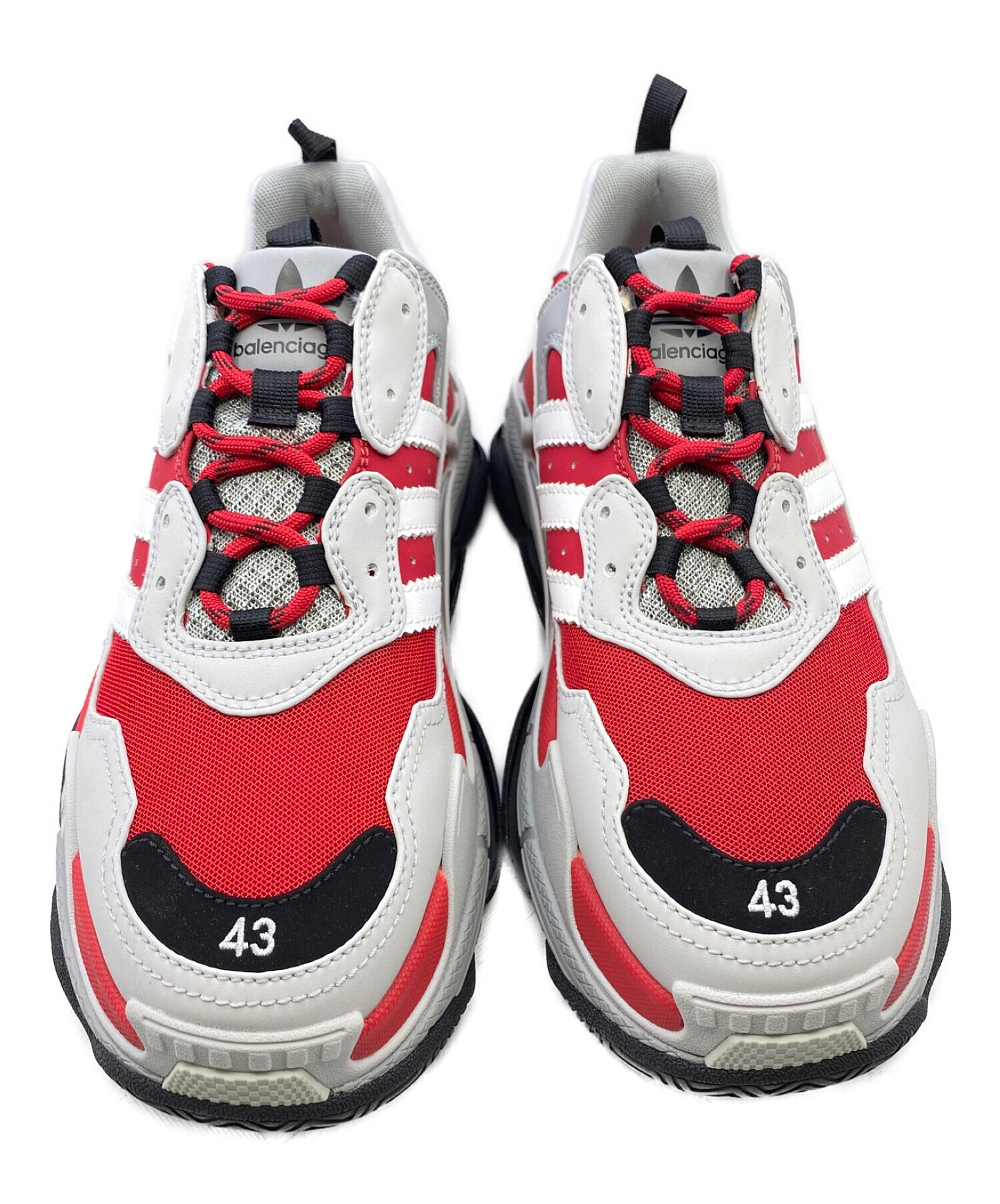 adidas (アディダス) BALENCIAGA (バレンシアガ) TRIPLE S レッド×グレー サイズ:43