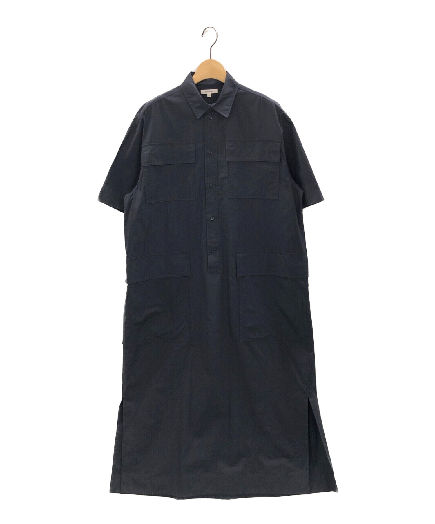 中古・古着通販】BLAMINK (ブラミンク) シャツワンピース ネイビー 