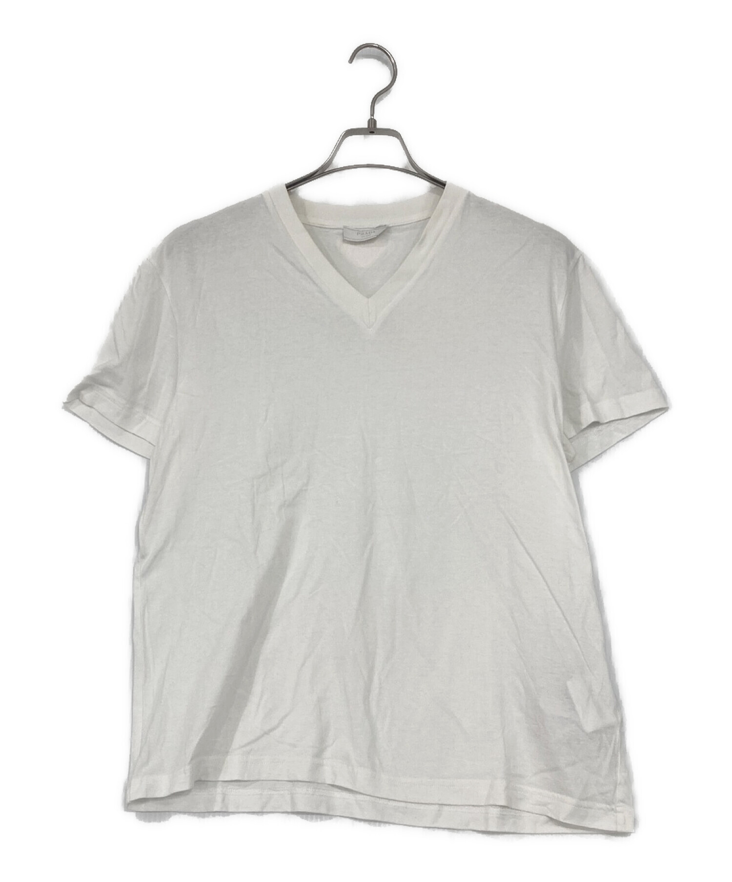中古・古着通販】PRADA (プラダ) VネックTシャツ ホワイト サイズ:XL 