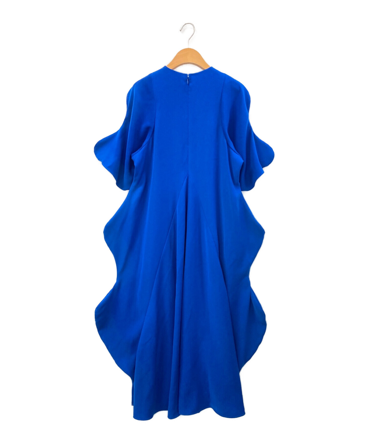 ENFOLD (エンフォルド) WAVE DRAPE DRESS ブルー サイズ:36